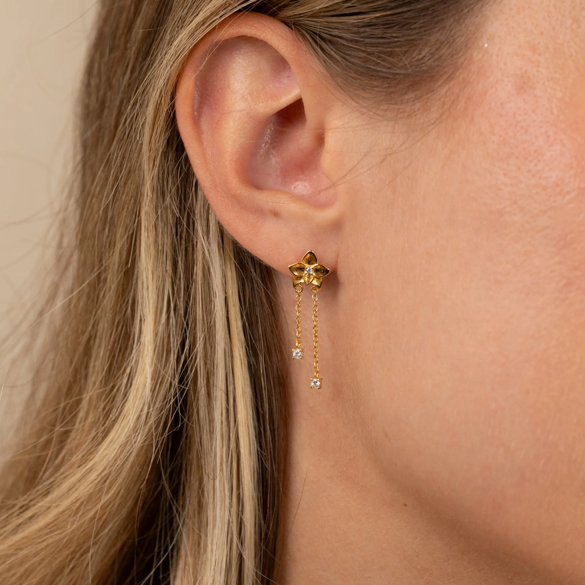 ODETTE CRYSTAL GOLDEN DROP EARRING - Image 2