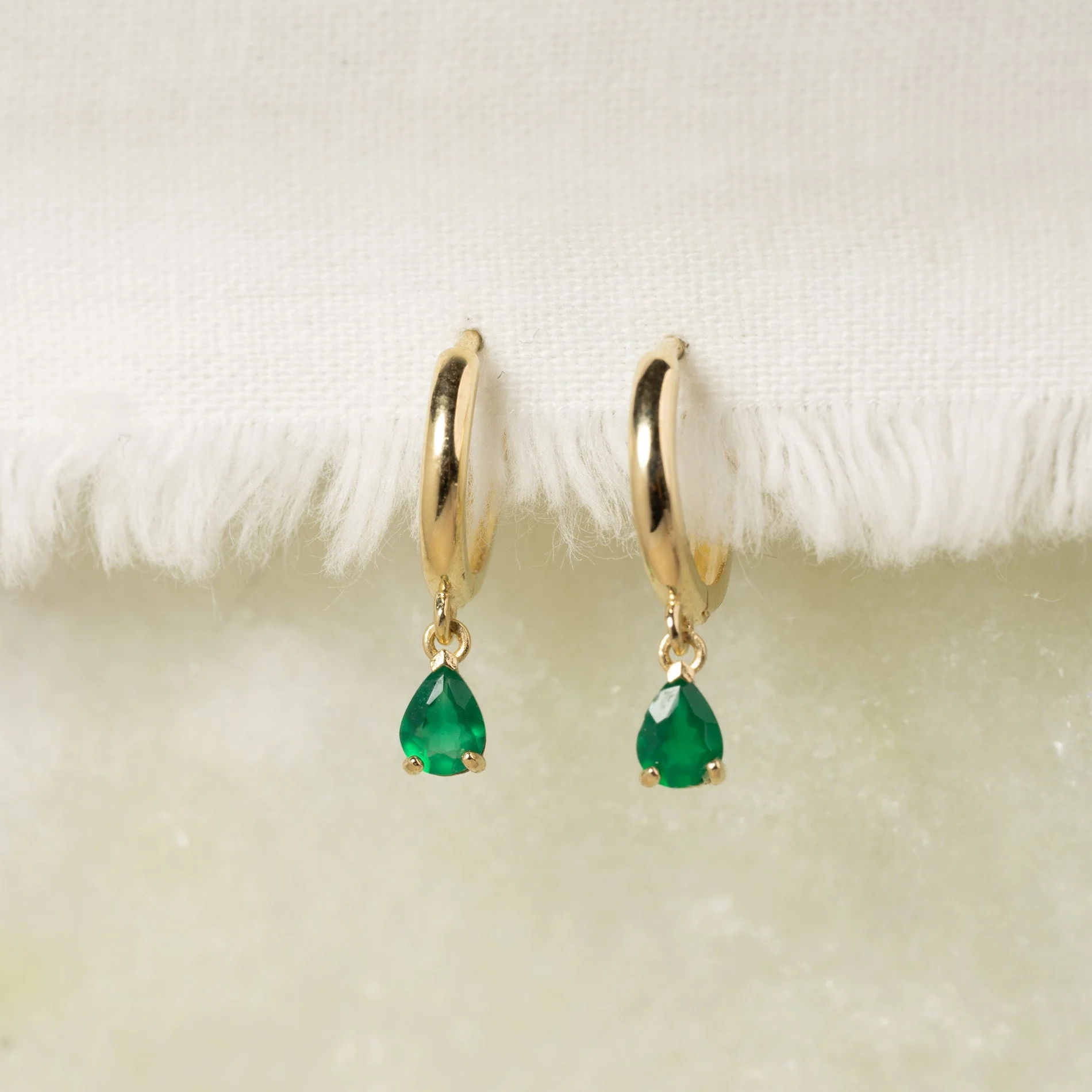 PAULA GREEN AGATE SOLID GOLD EARRING