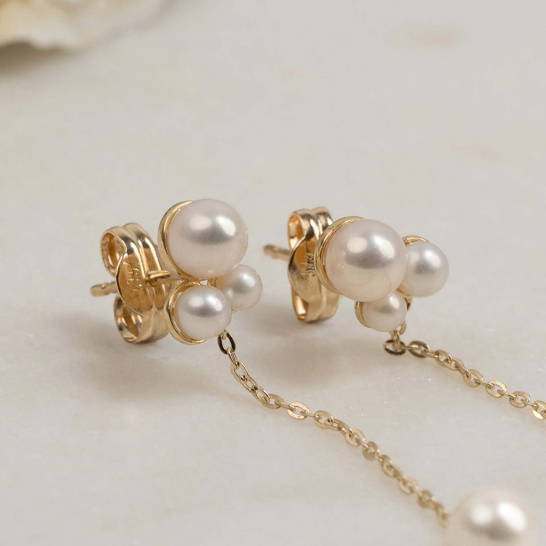 PAULINE PEARL SOLID GOLD DROP EARRING - Image 3