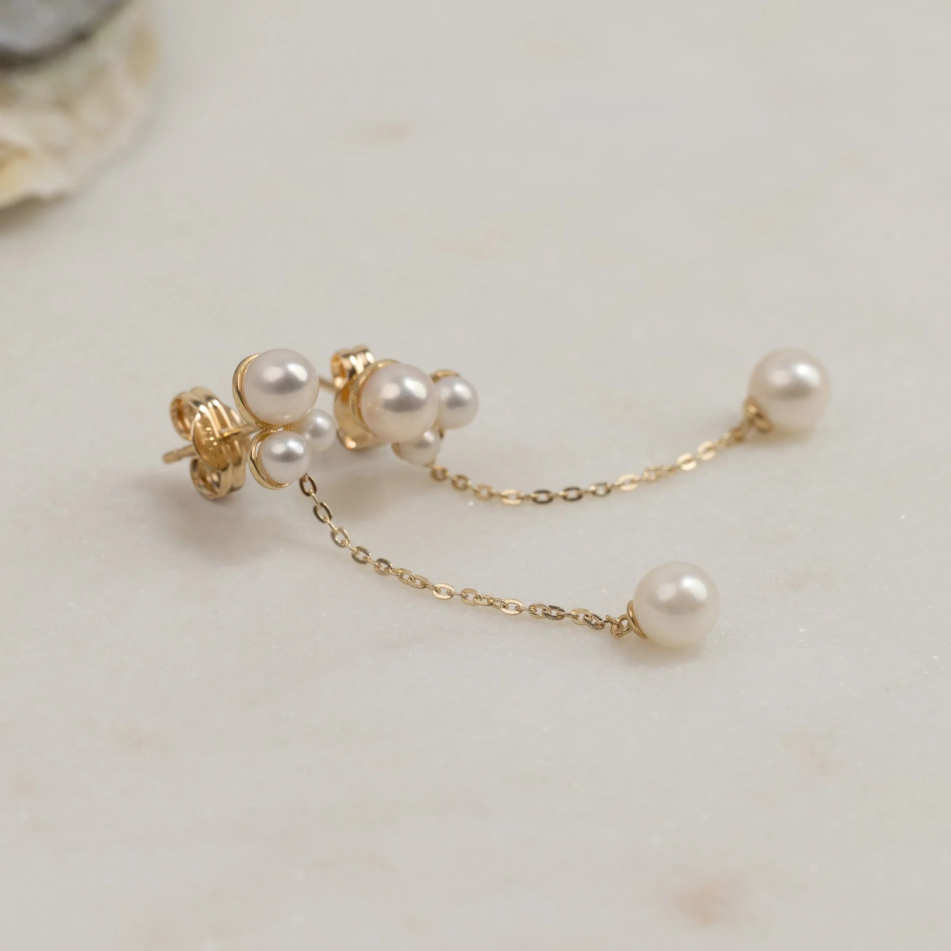 PAULINE PEARL SOLID GOLD DROP EARRING - Image 4