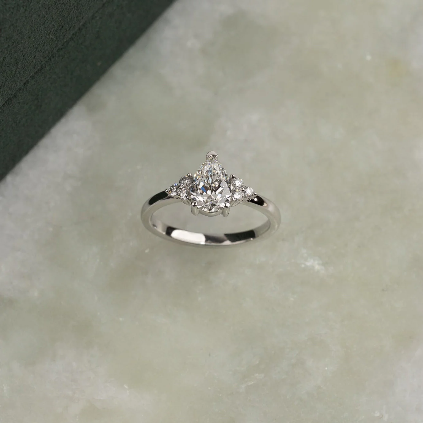 PEAR-CUT TRIAD LAB-DIAMOND RING - 1.15ct - WG