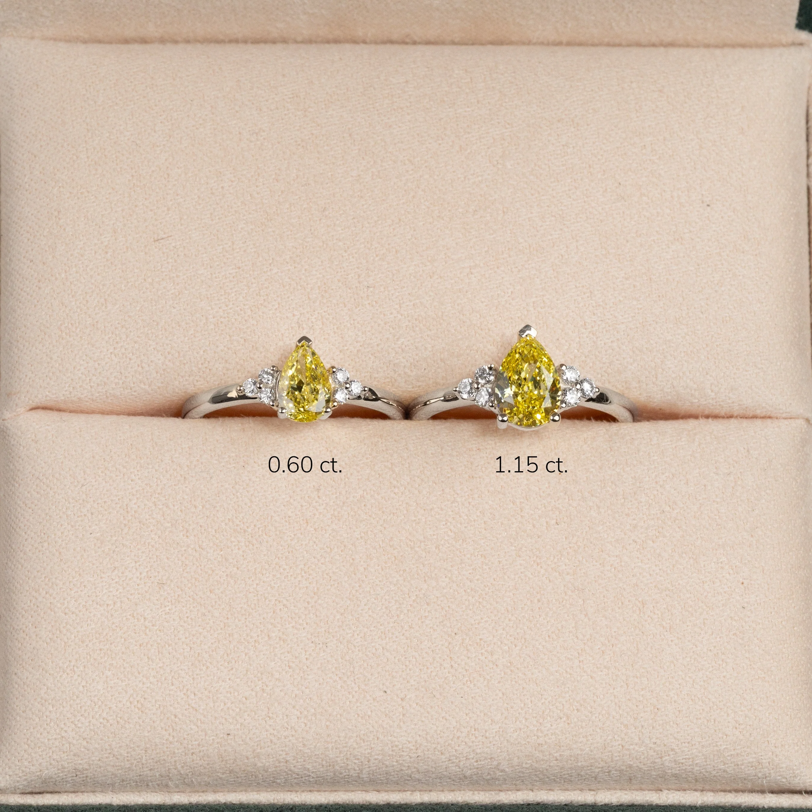 PEAR-CUT TRIAD YELLOW LAB-DIAMOND RING - 1.15ct - WG - Image 2