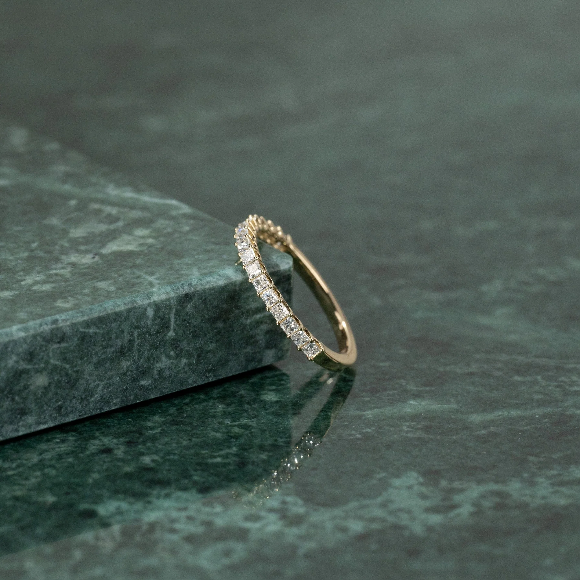 PRINCESS-CUT HALF-ALLIANCE LAB-DIAMOND RING 0.5ct - YG