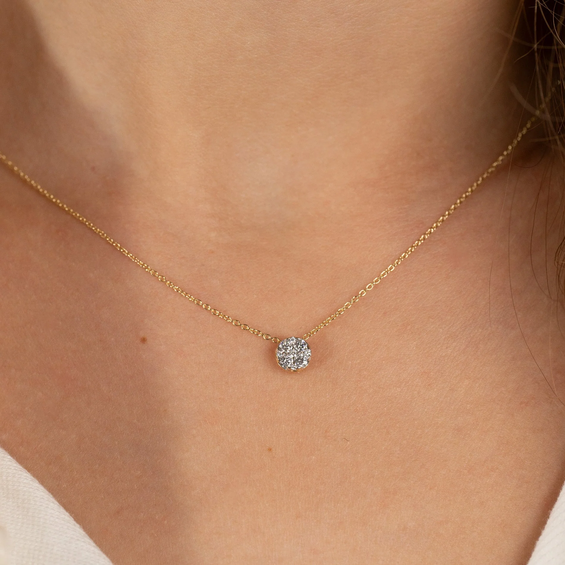 ROUND PAVE LAB-DIAMOND PENDANT - 0.2ct - YG - Image 2