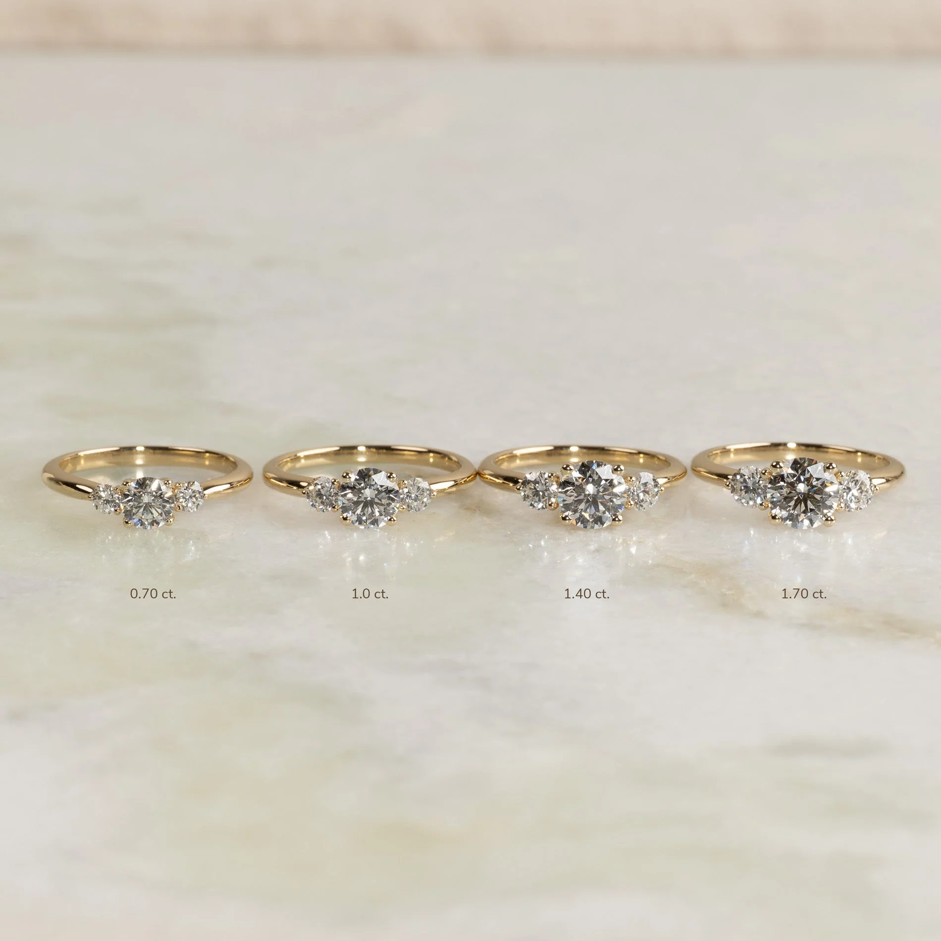 ROUND TRILOGY LAB-DIAMOND RING - 1.4ct - YG - Image 11