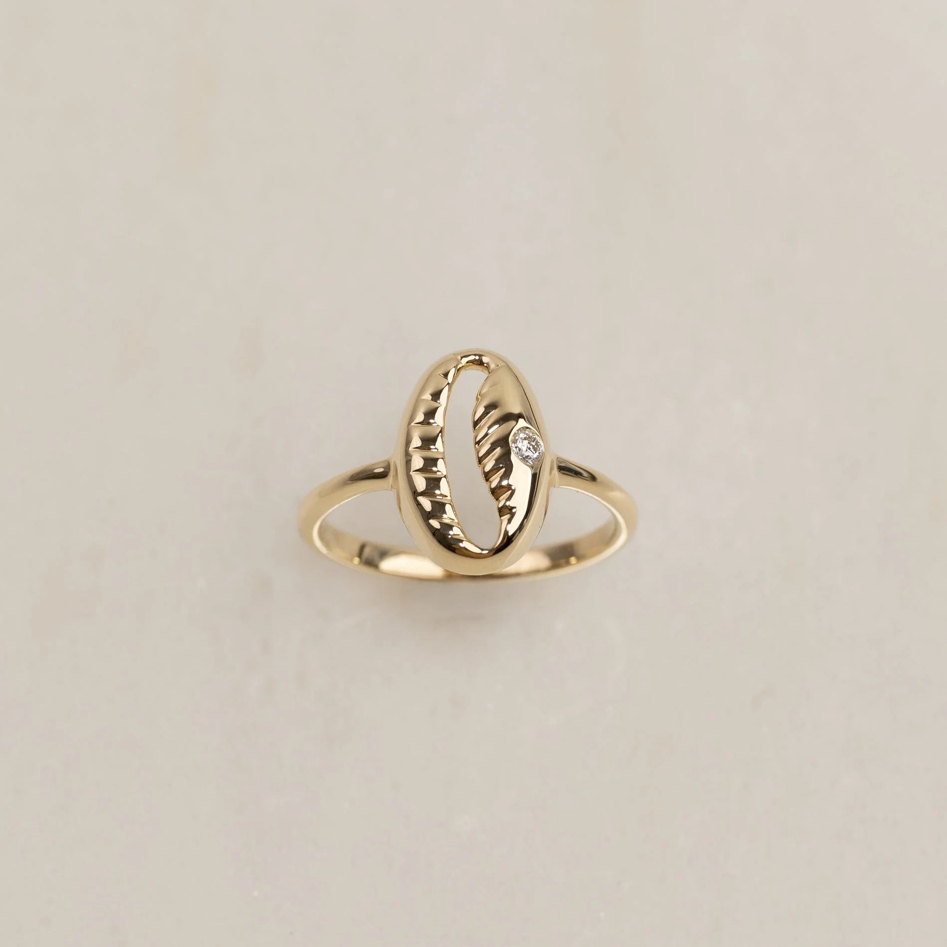 SEA SHELL LAB-DIAMOND RING - 0.03ct