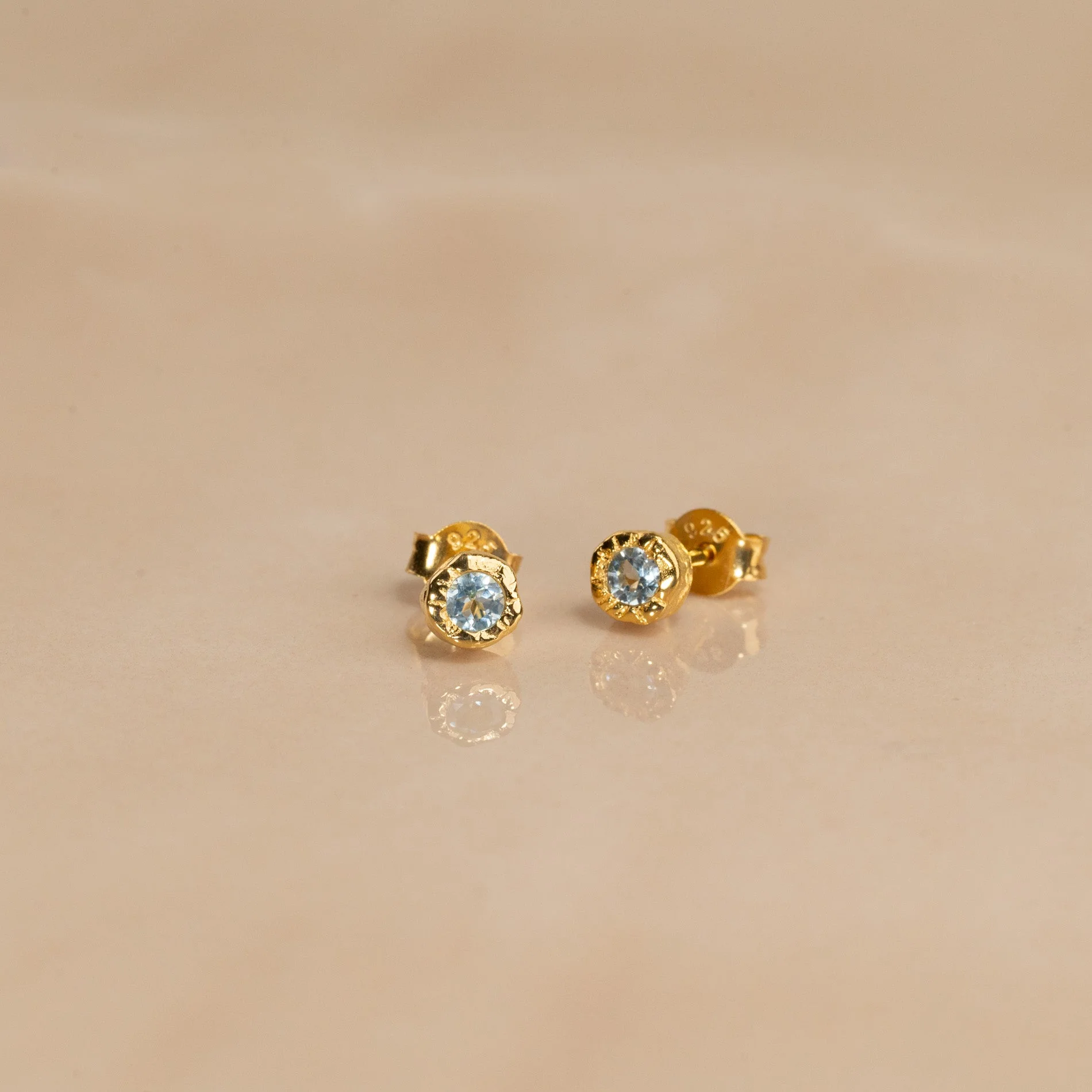 SELENE BLUE TOPAZ GOLDEN STUD EARRING