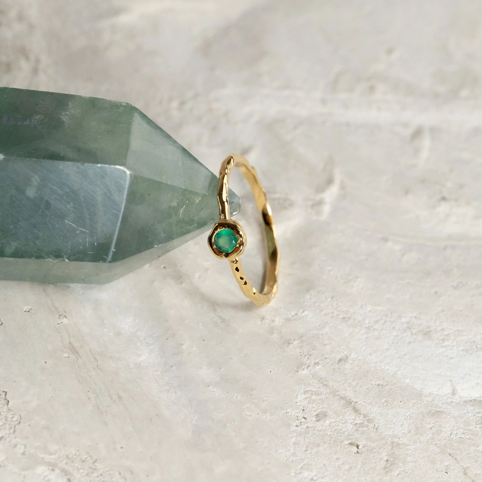 SELENE GREEN AGATE GOLDEN RING