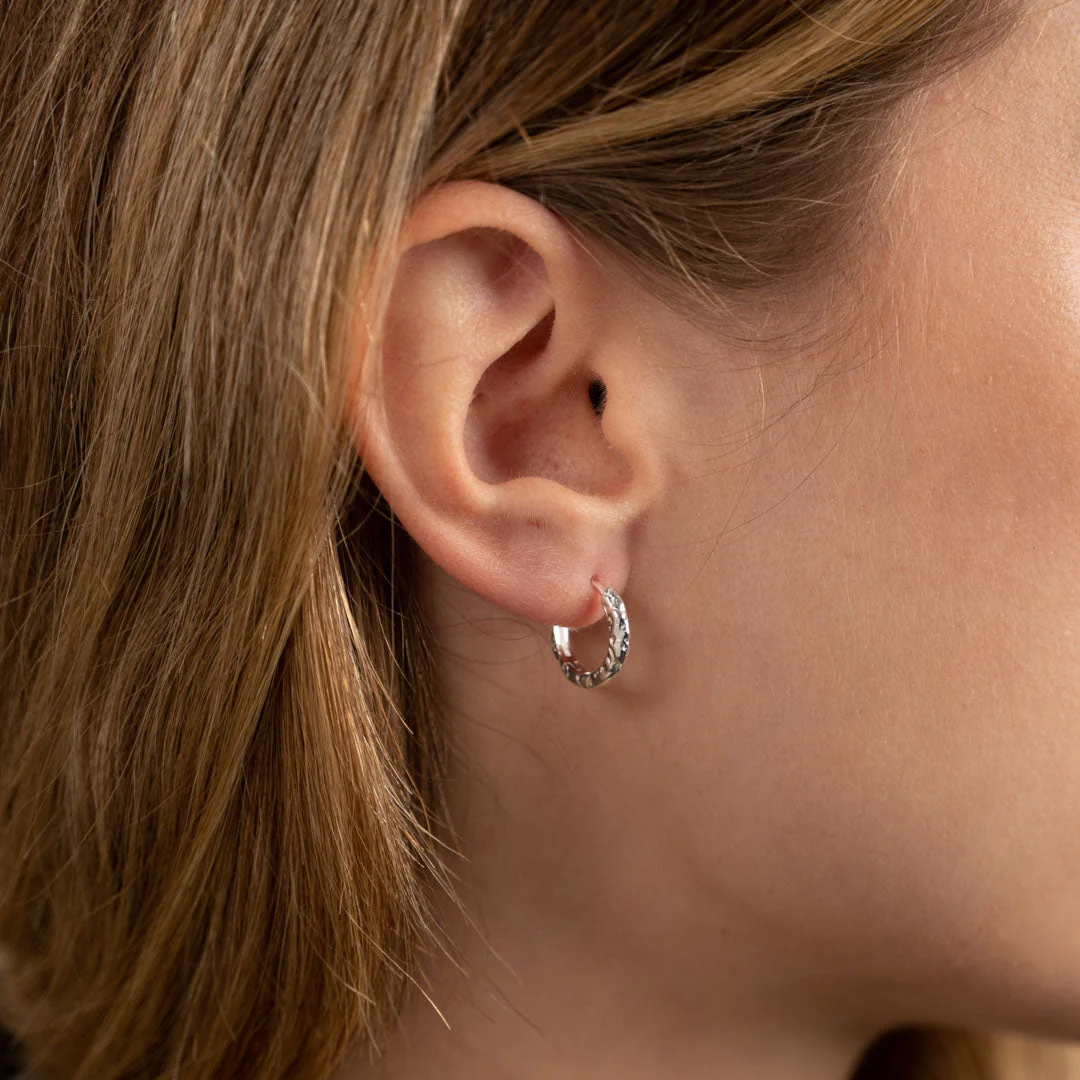SELINA SMALL SILVER CREOL EARRING - Image 2