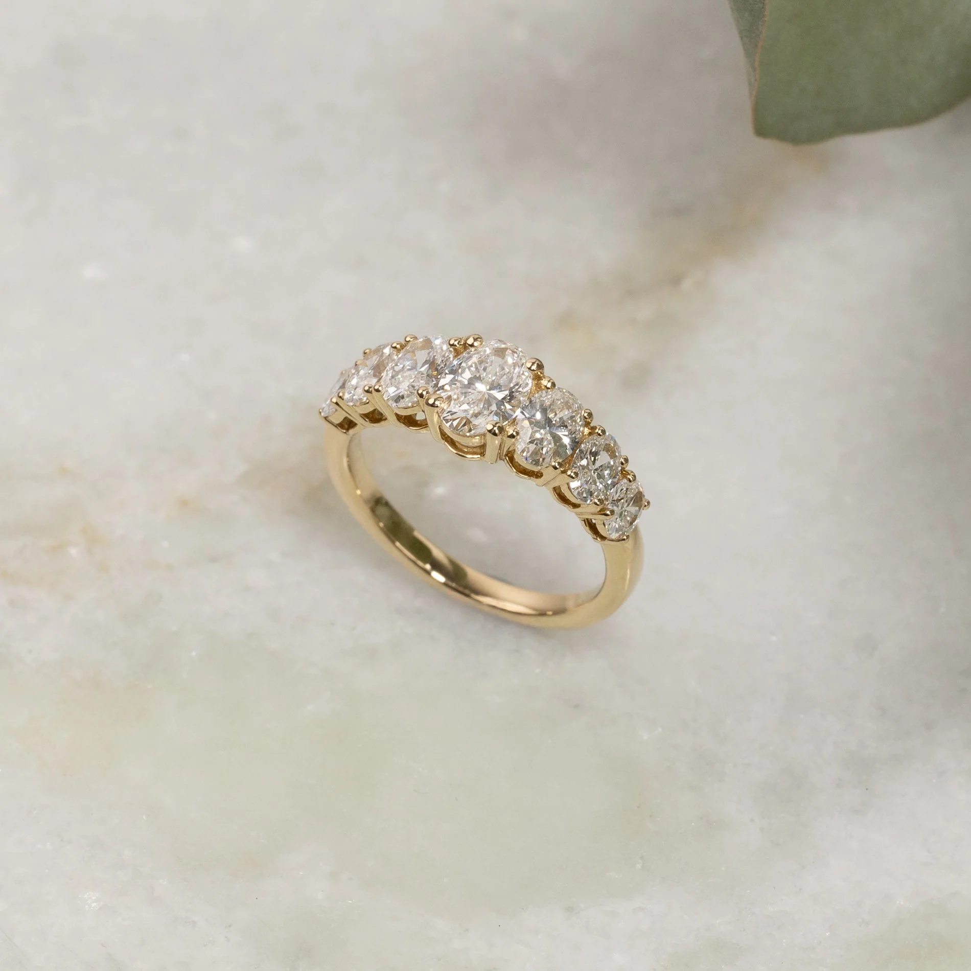 SEVEN-STONE OVAL-CUT LAB-DIAMOND RING - 2.0ct - YG