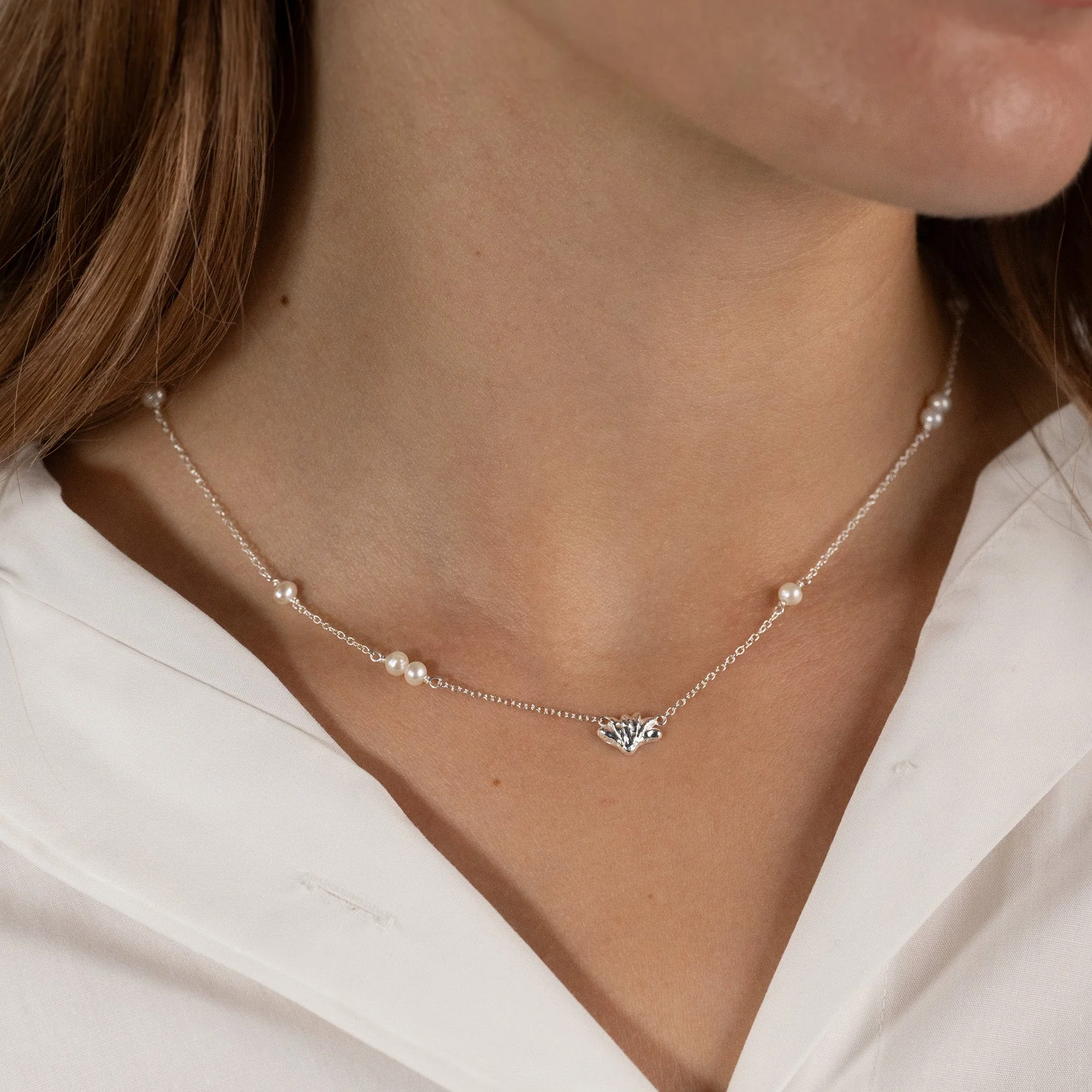 SHELLY PEARL SILVER NECKLACE