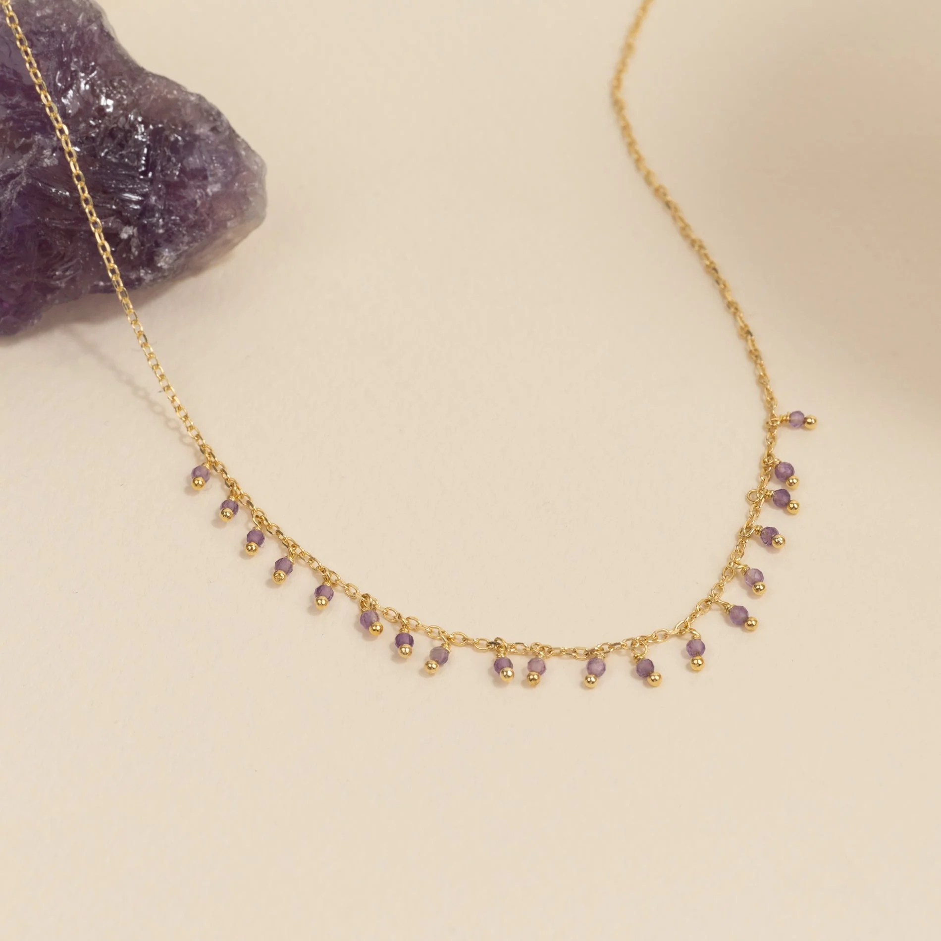 SIENNA PURPLE AMETHYST GOLDEN NECKLACE