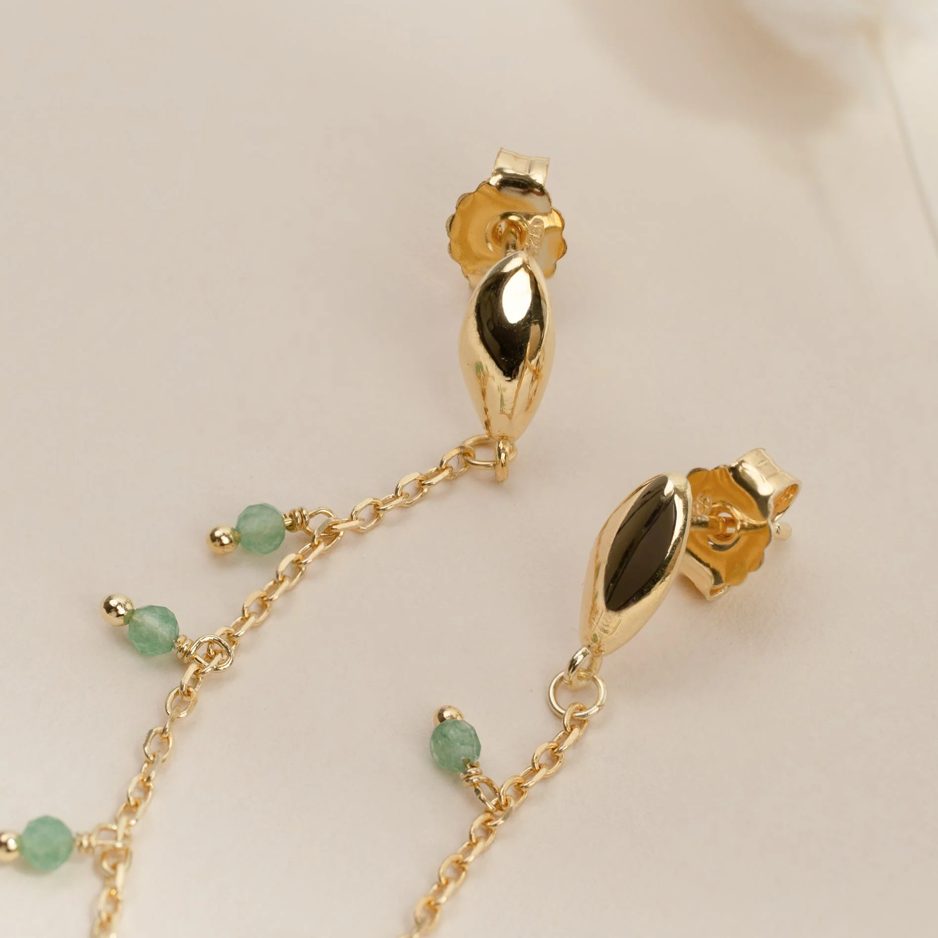 SIENNA GREEN AVENTURINE GOLDEN EARRING - Image 2