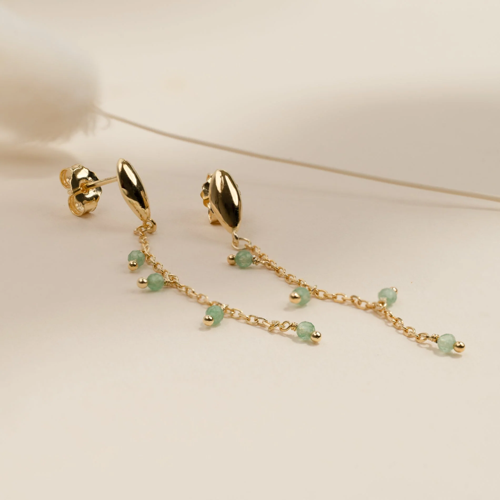 SIENNA GREEN AVENTURINE GOLDEN EARRING - Image 3
