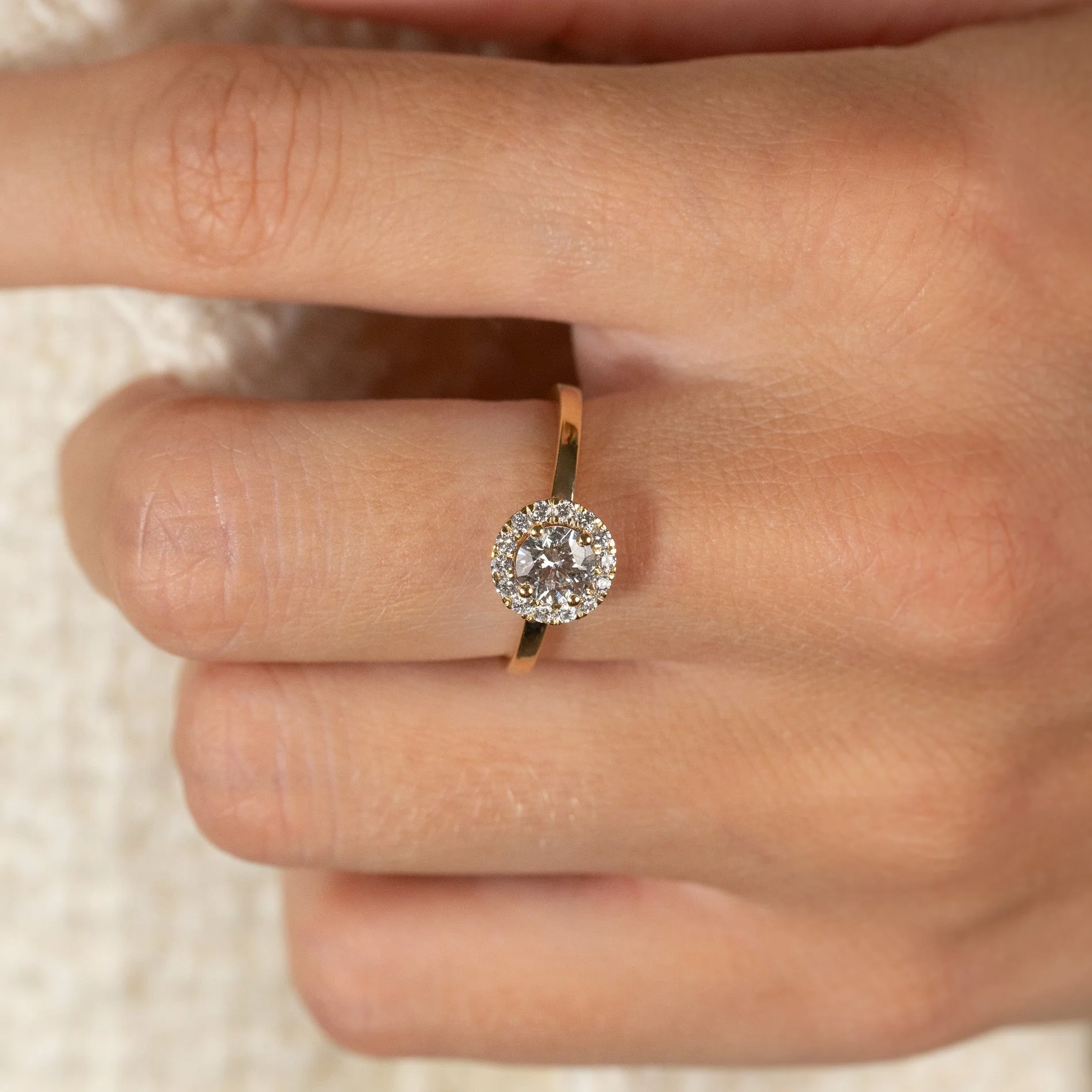 SIMPLE ROUND HALO LAB-DIAMOND RING - 0.7ct - YG - Image 2