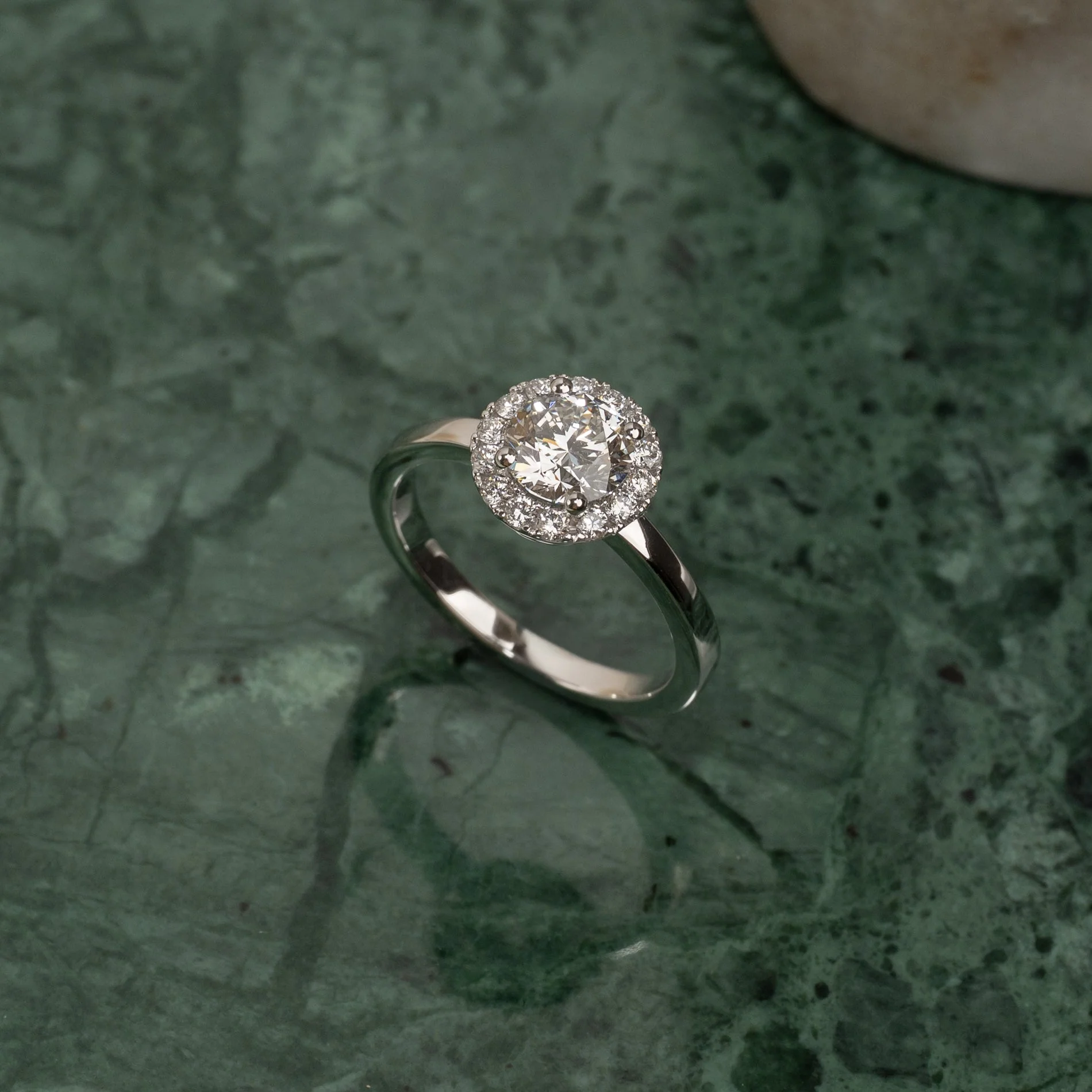 SIMPLE ROUND HALO LAB-DIAMOND RING - 1.25ct - WG