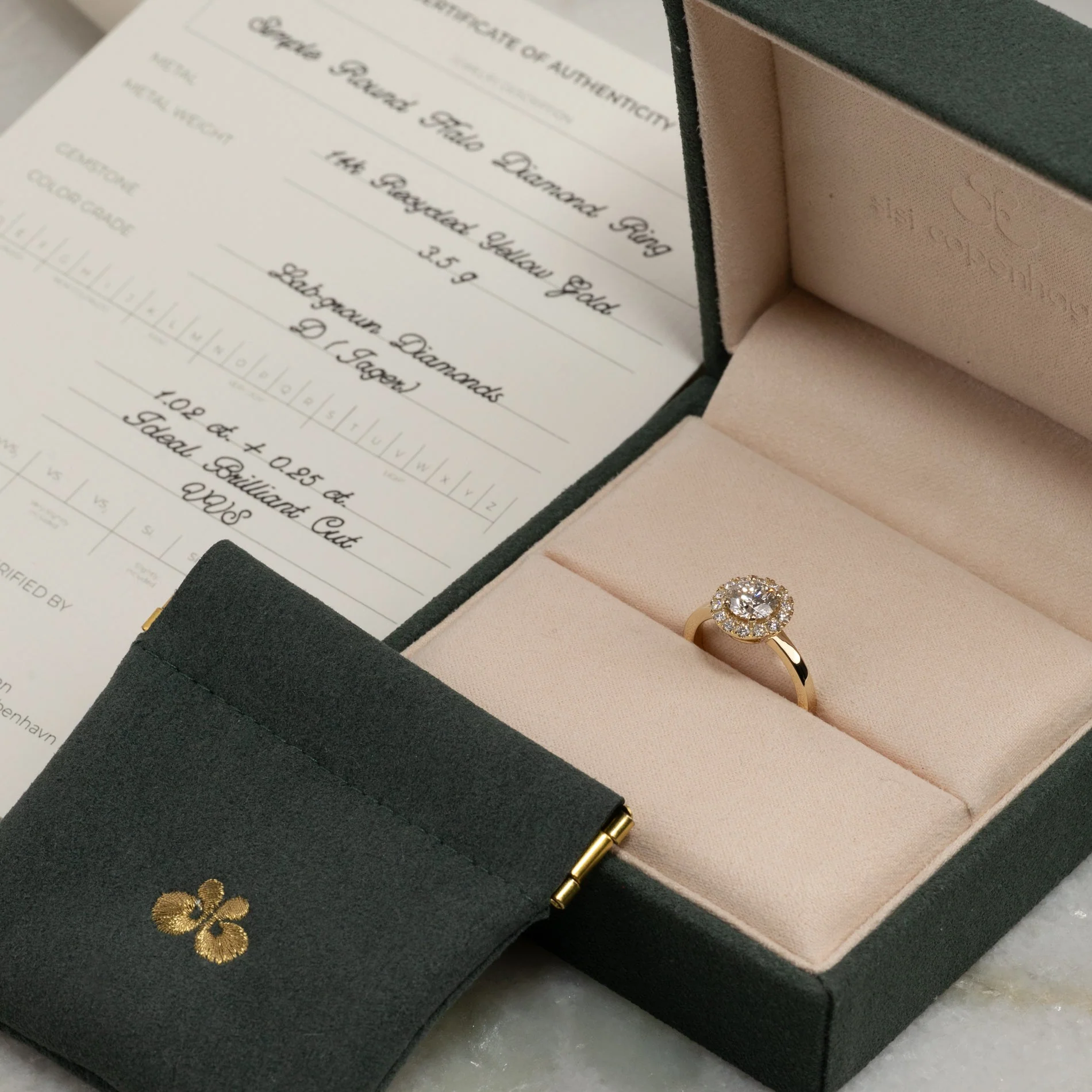 SIMPLE ROUND HALO LAB-DIAMOND RING - 1.25ct - YG - Image 6