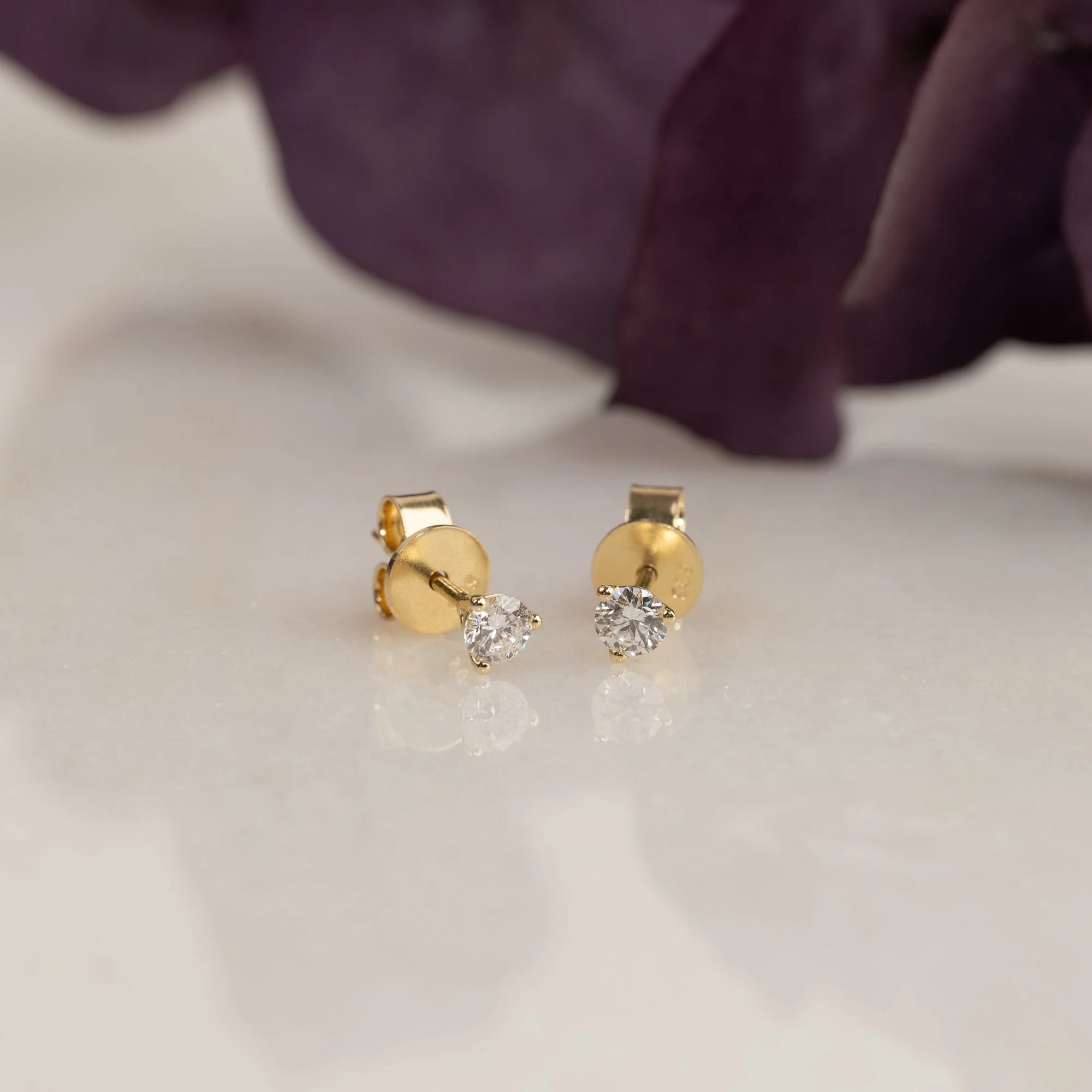 SIMPLE LAB-DIAMOND STUD EARRING - 0.33ct - YG