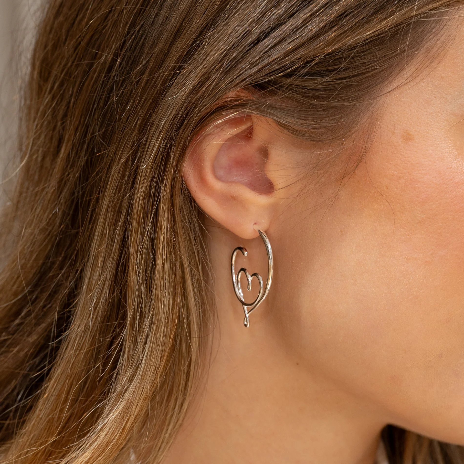 SOFIA SILVER CREOL EARRING - Image 2