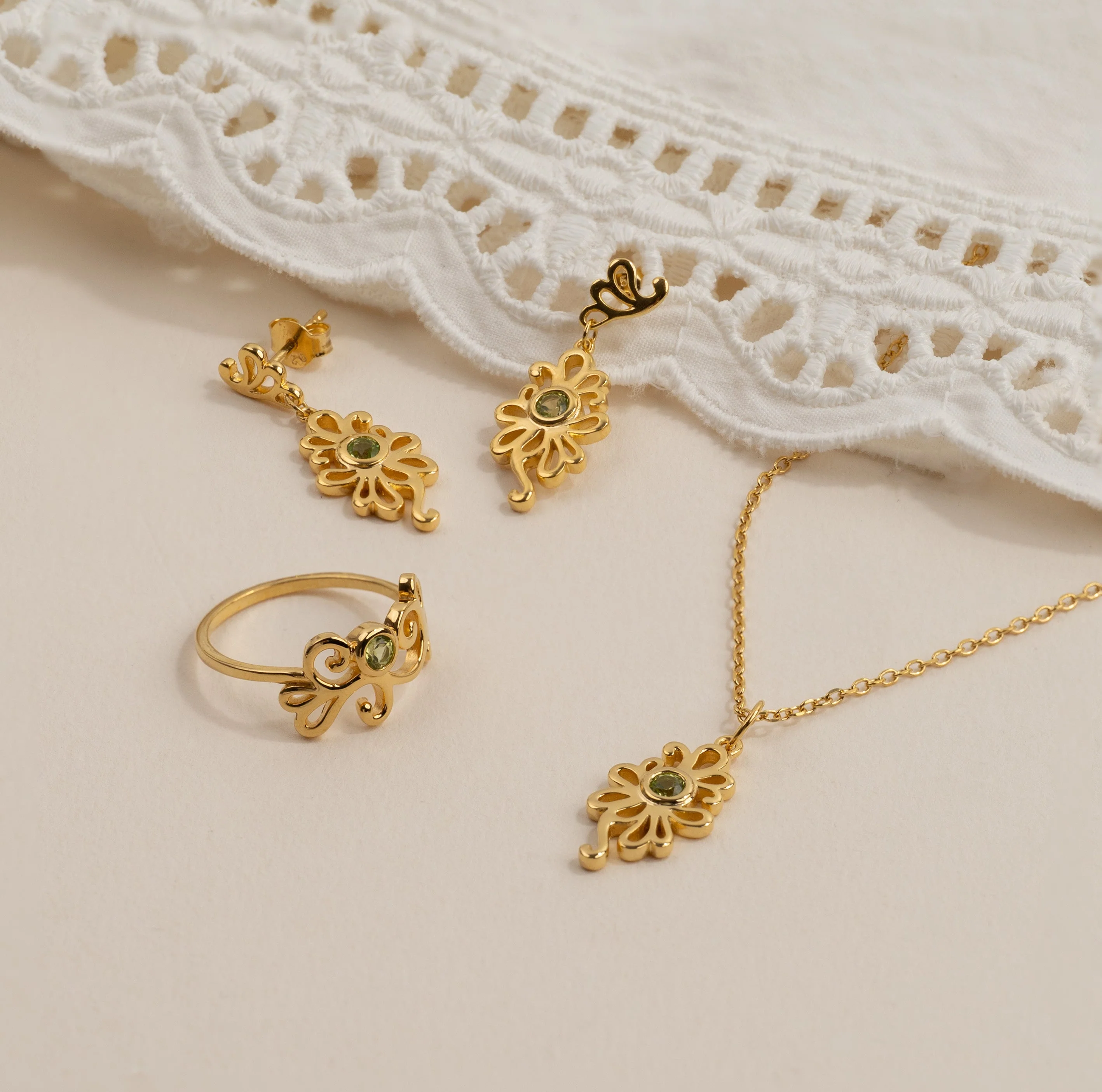 SOLEA GREEN PERIDOT GOLDEN DROP EARRING - Image 4