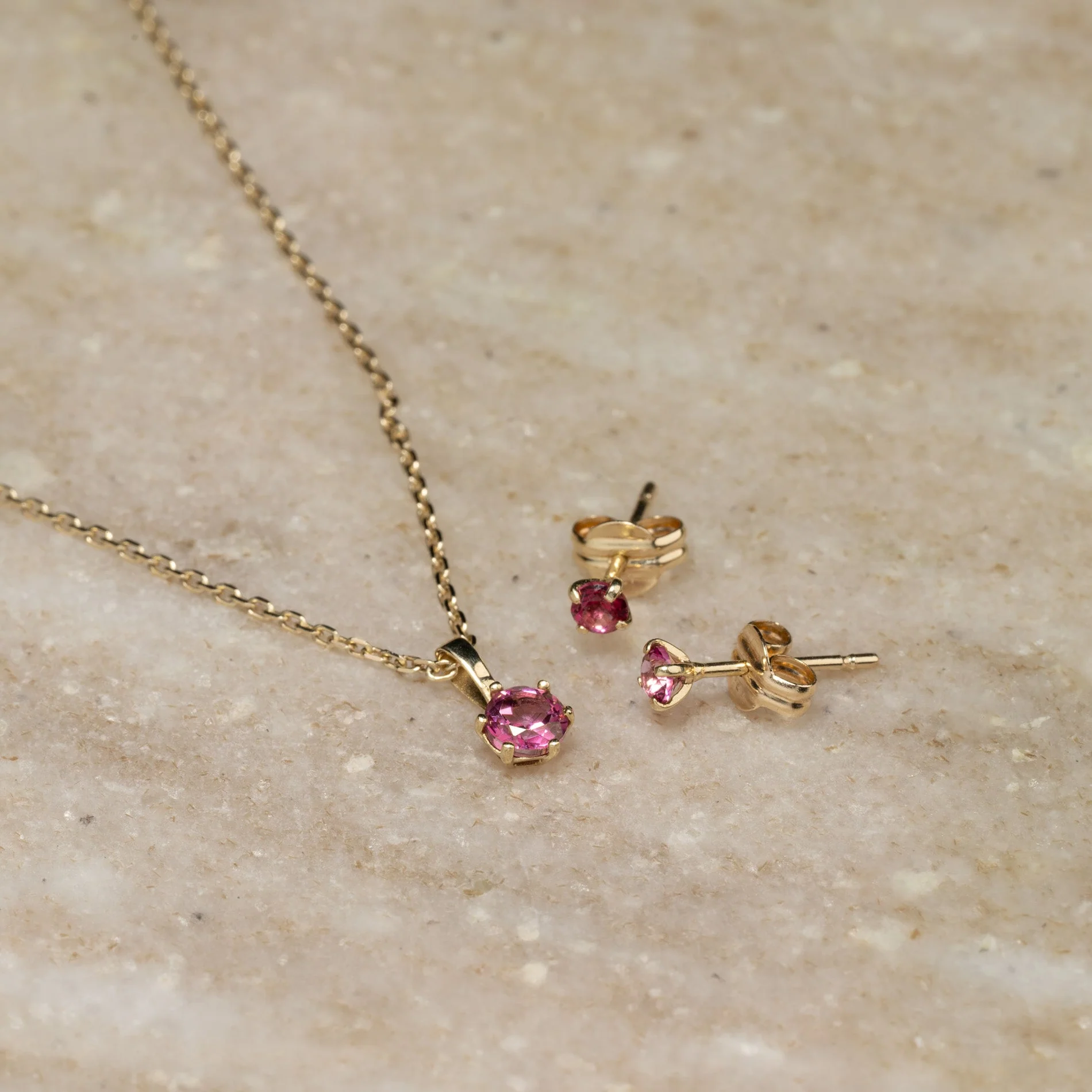 SOLEY PINK TOPAZ SOLID GOLD STUD EARRING - Image 7
