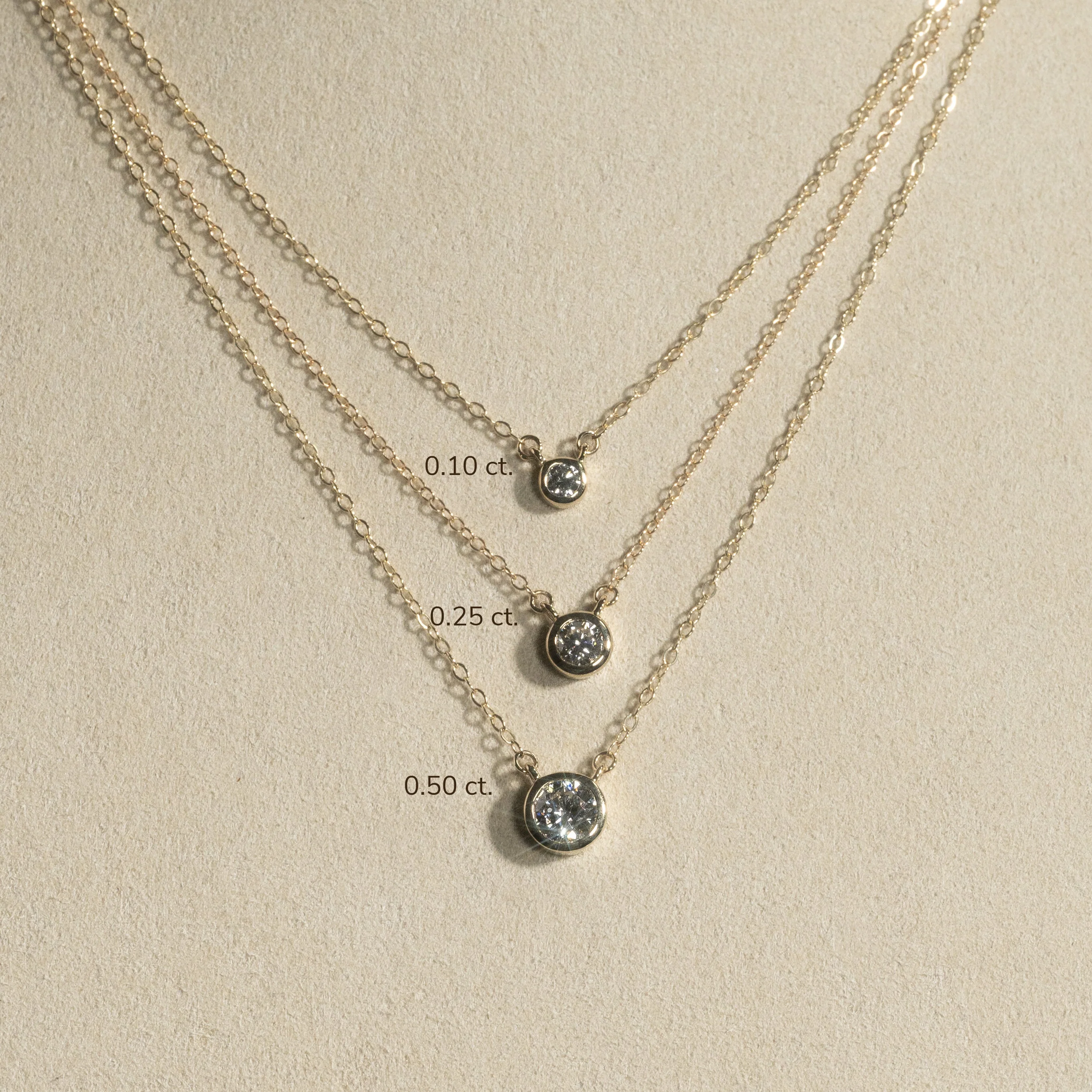 SOLITAIRE BEZEL LAB-DIAMOND NECKLACE - 0.25ct - YG - Image 17