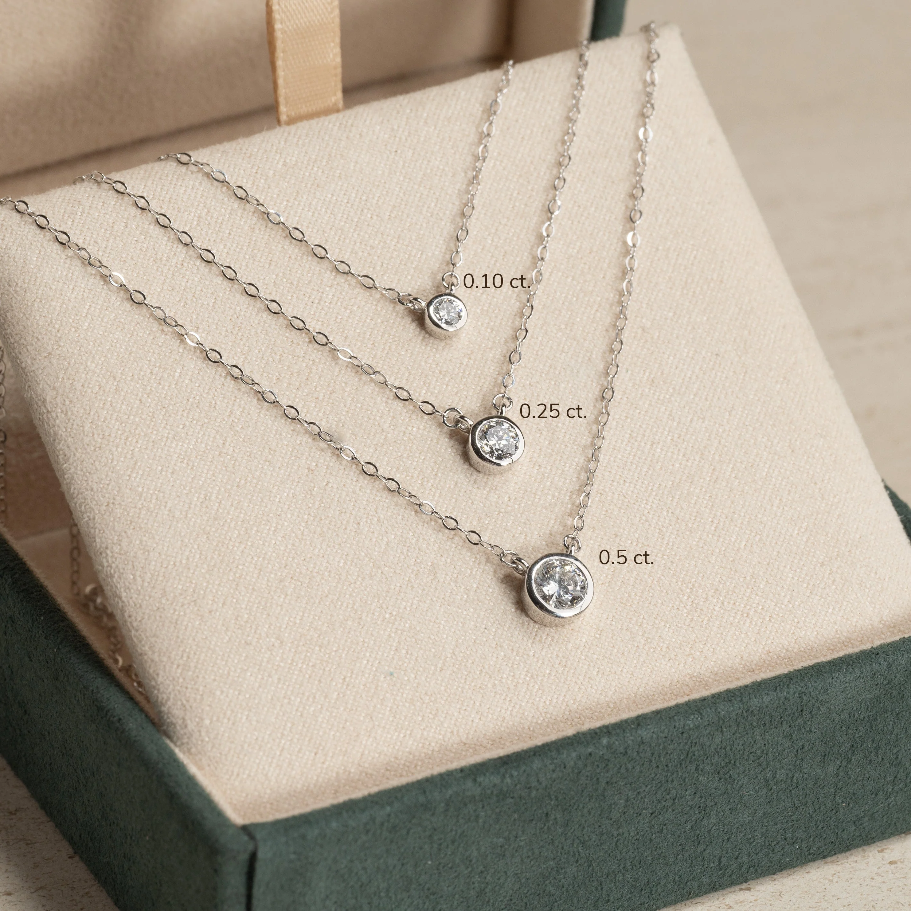 SOLITAIRE BEZEL LAB-DIAMOND NECKLACE - 0.5ct - WG - Image 15