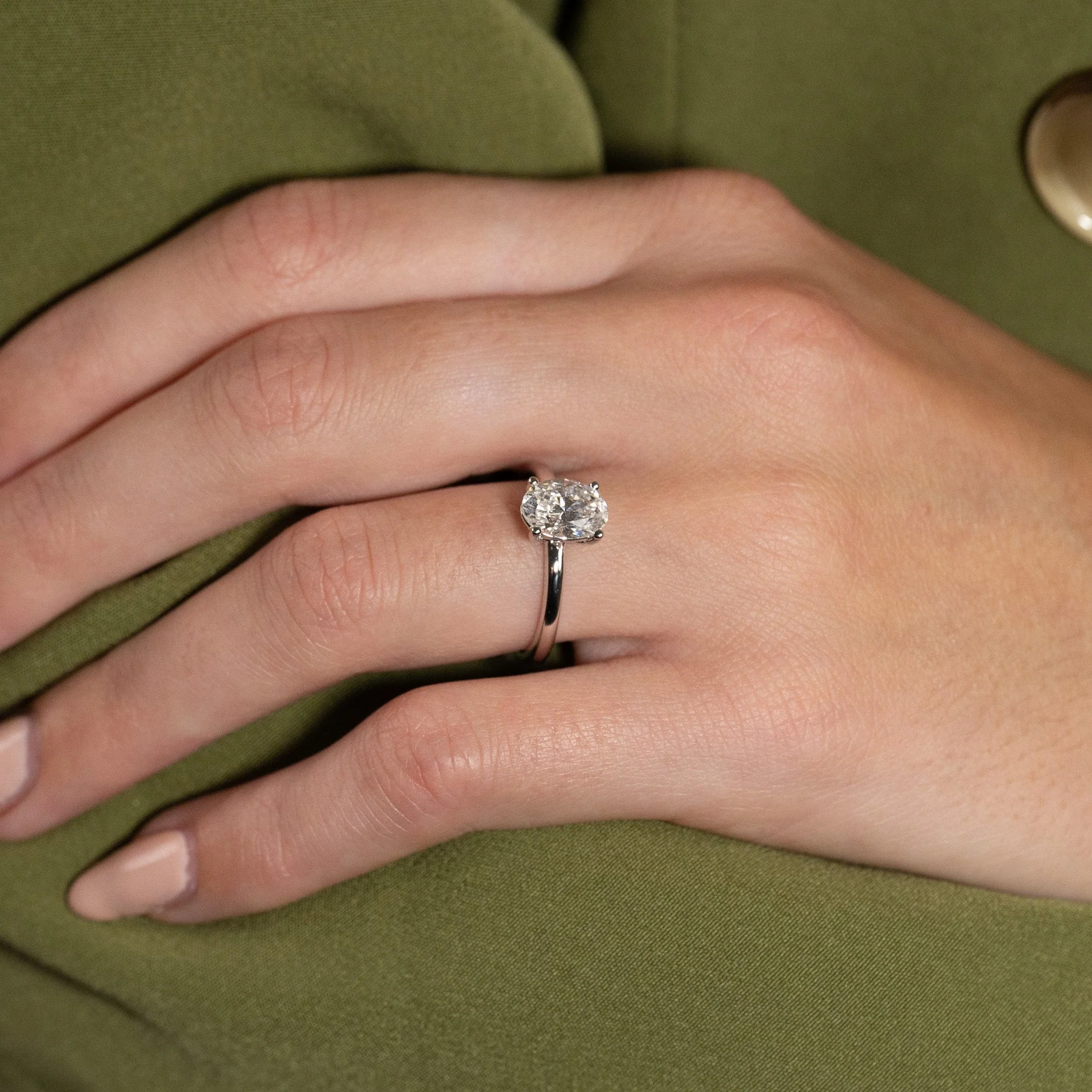 SOLITAIRE OVAL-CUT LAB-DIAMOND RING - 1.5ct - WG
