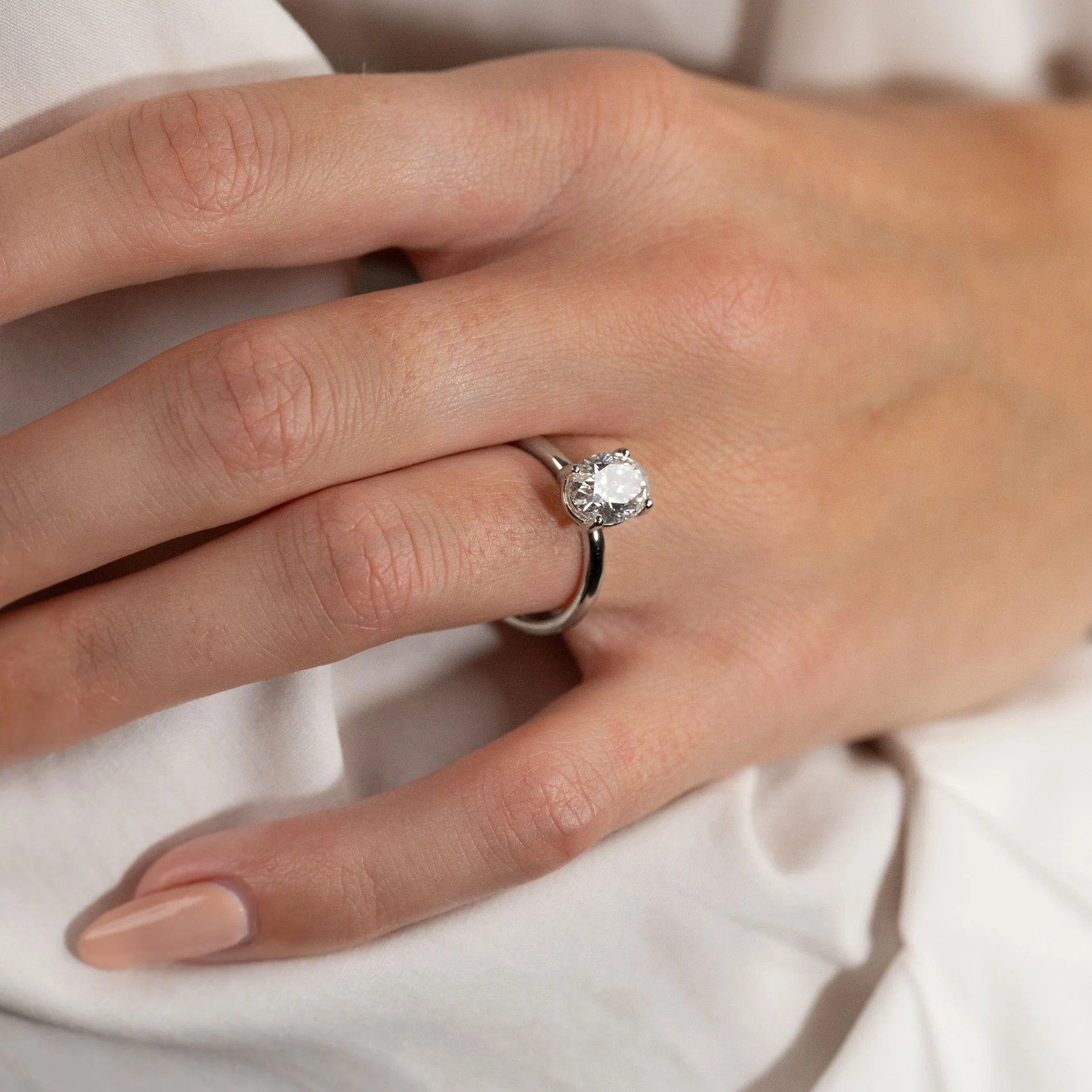 SOLITAIRE OVAL-CUT LAB-DIAMOND RING - 2.0ct - WG - Image 8