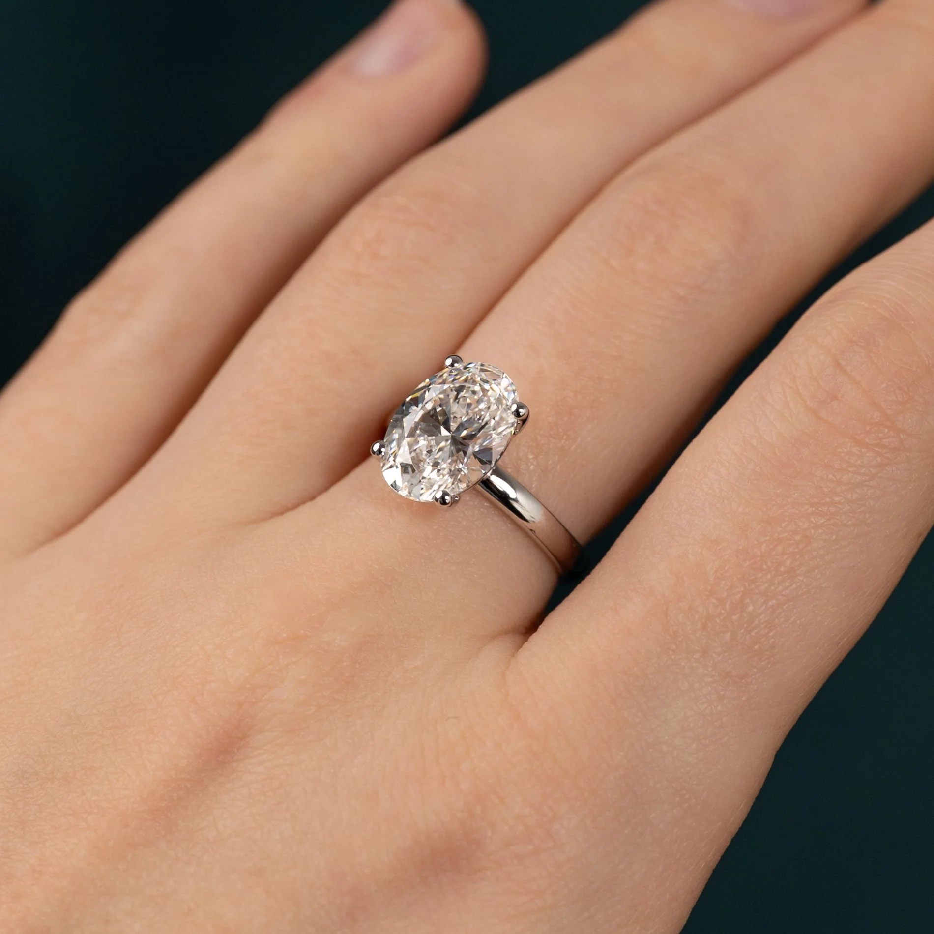 SOLITAIRE OVAL-CUT LAB-DIAMOND RING - 4.0ct - WG - Image 2