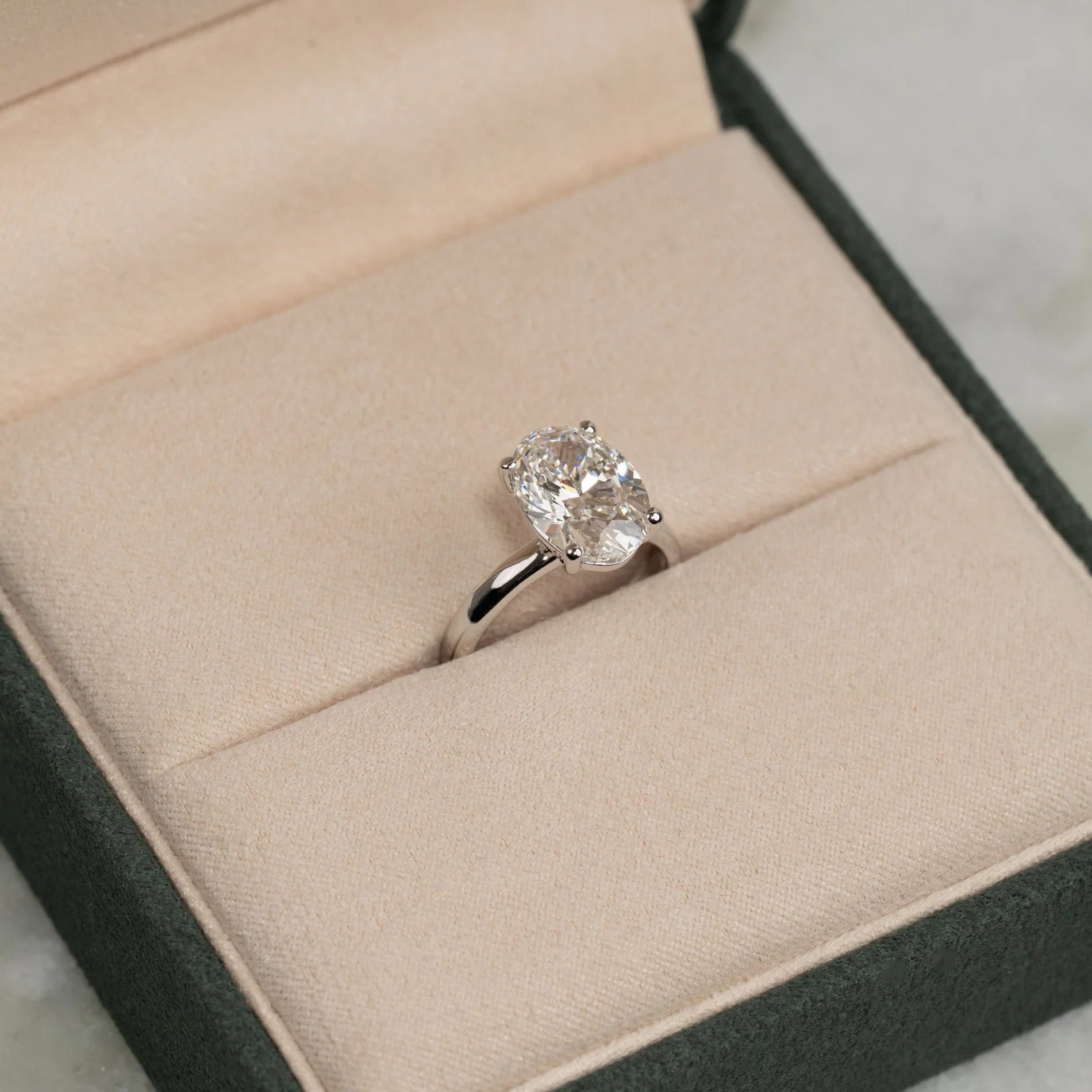 SOLITAIRE OVAL-CUT LAB-DIAMOND RING - 4.0ct - WG - Image 3