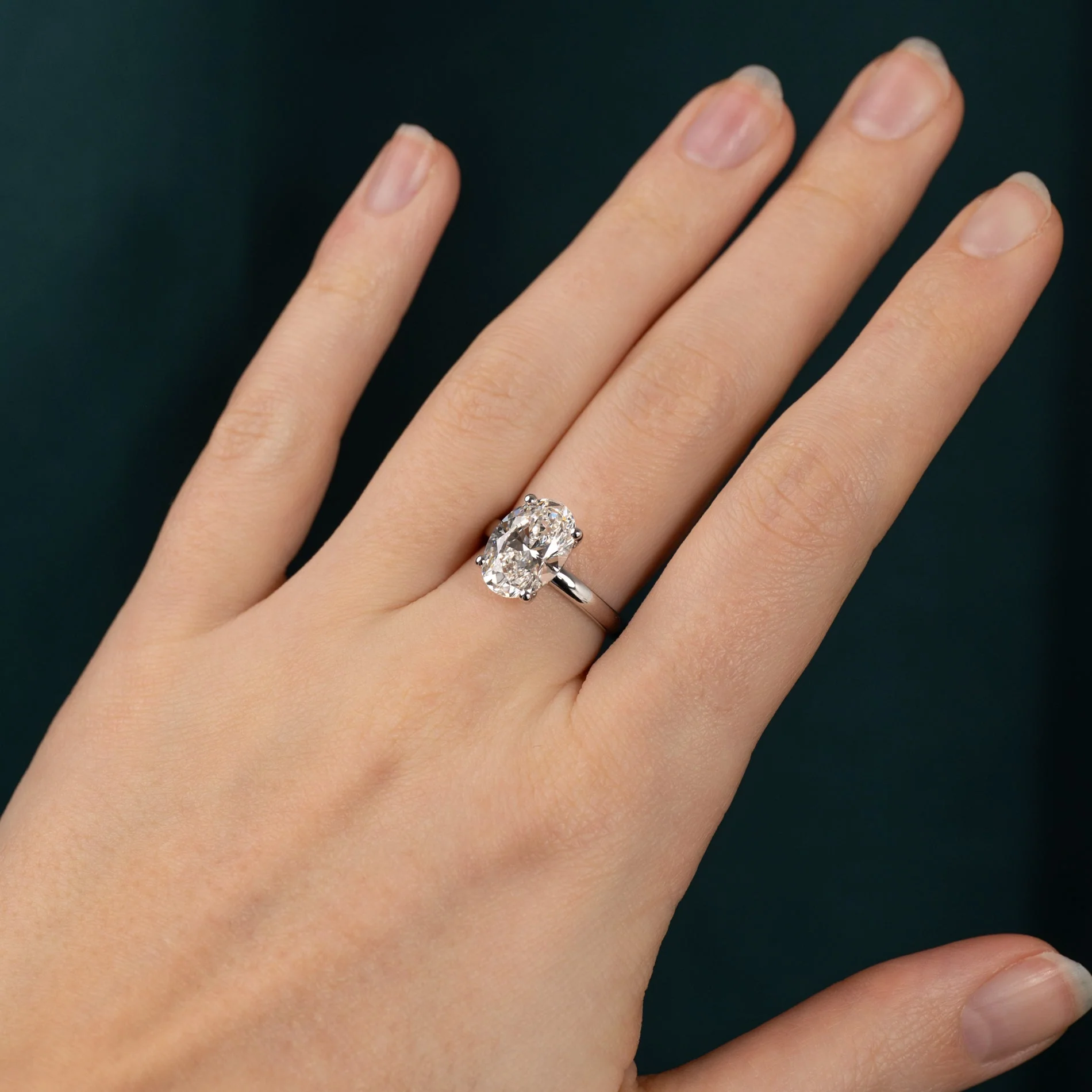 SOLITAIRE OVAL-CUT LAB-DIAMOND RING - 4.0ct - WG - Image 5