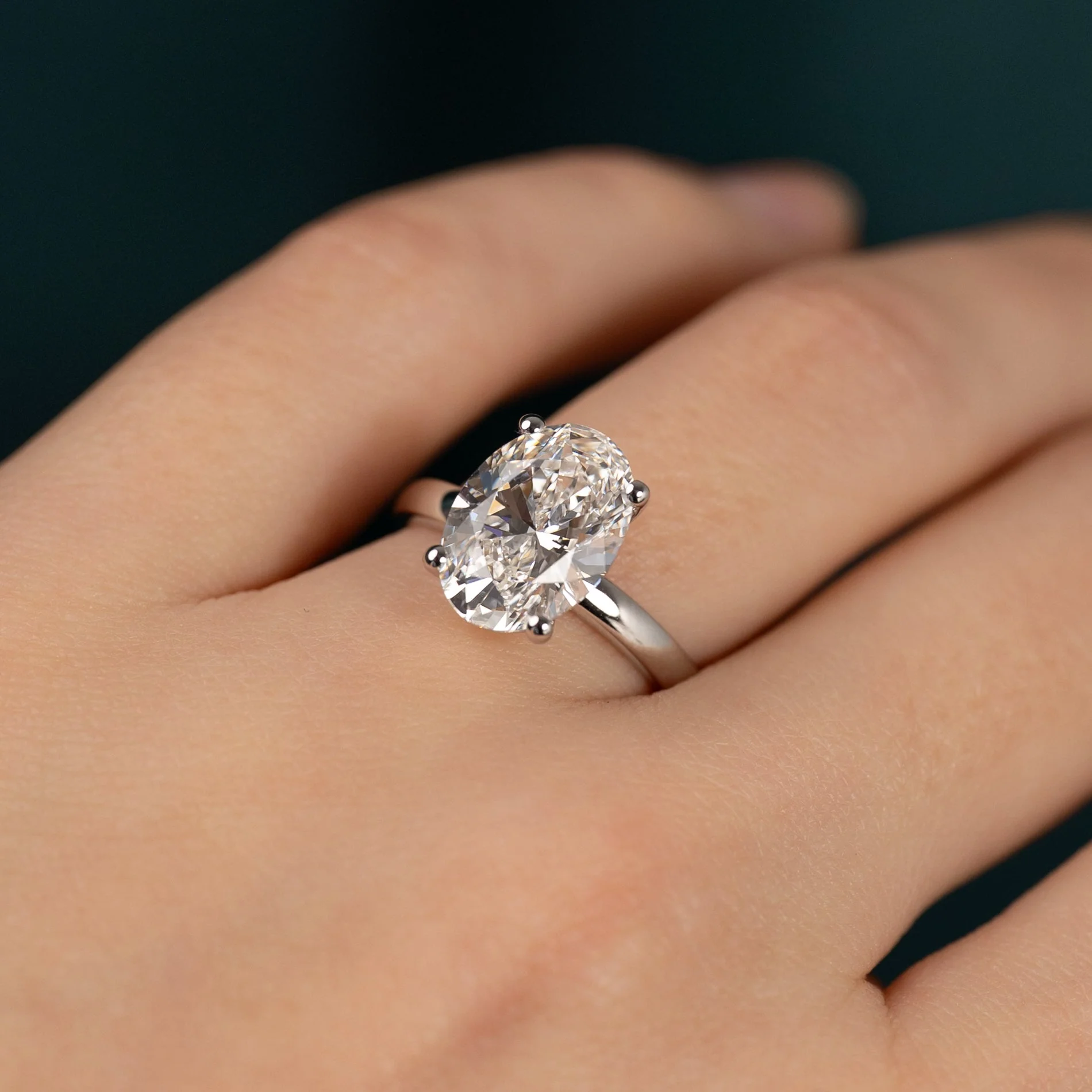 SOLITAIRE OVAL-CUT LAB-DIAMOND RING - 5.0ct - WG - Image 2