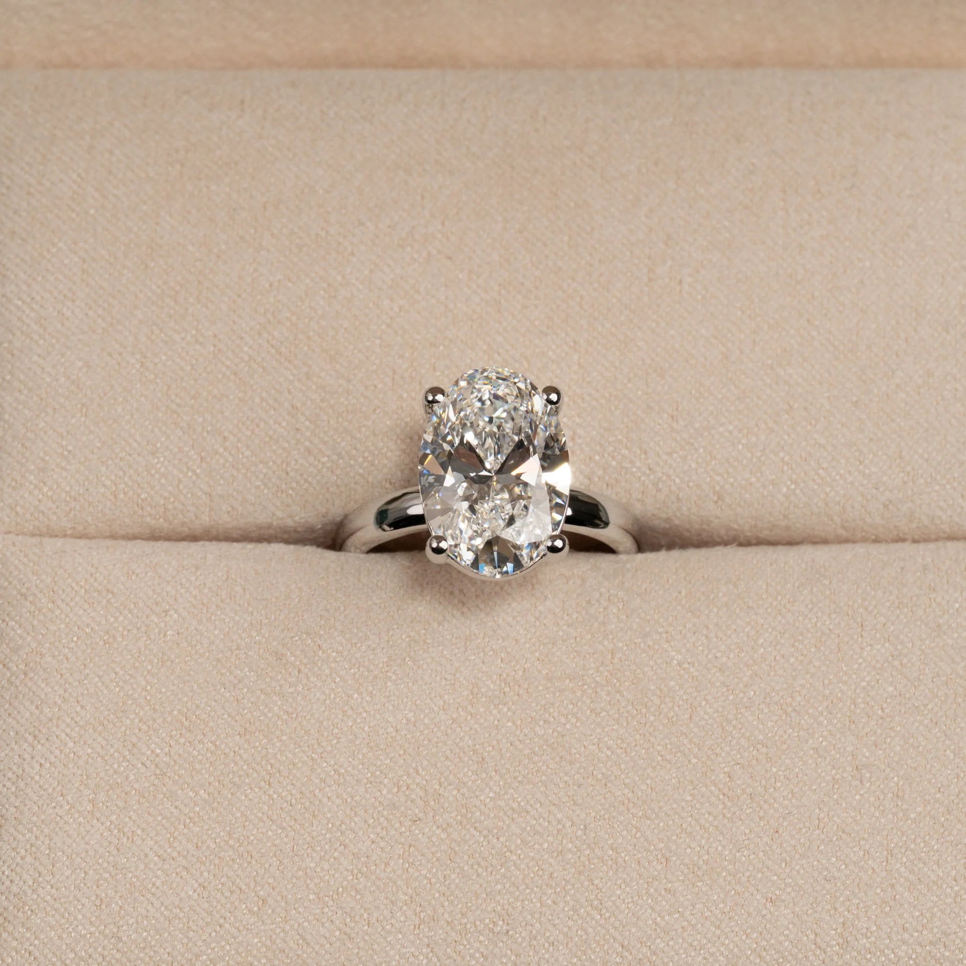 SOLITAIRE OVAL-CUT LAB-DIAMOND RING - 5.0ct - WG - Image 4