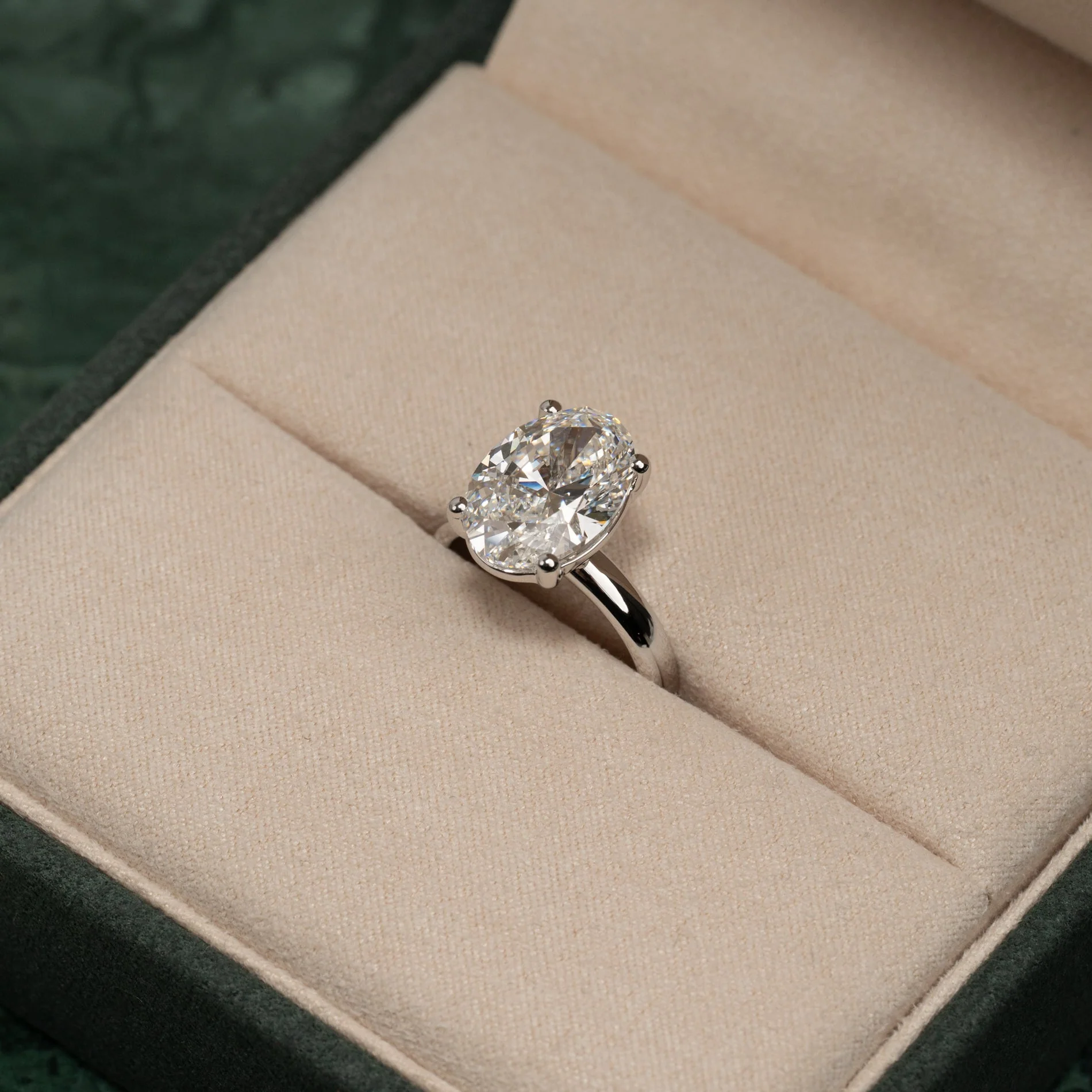 SOLITAIRE OVAL-CUT LAB-DIAMOND RING - 5.0ct - WG - Image 5