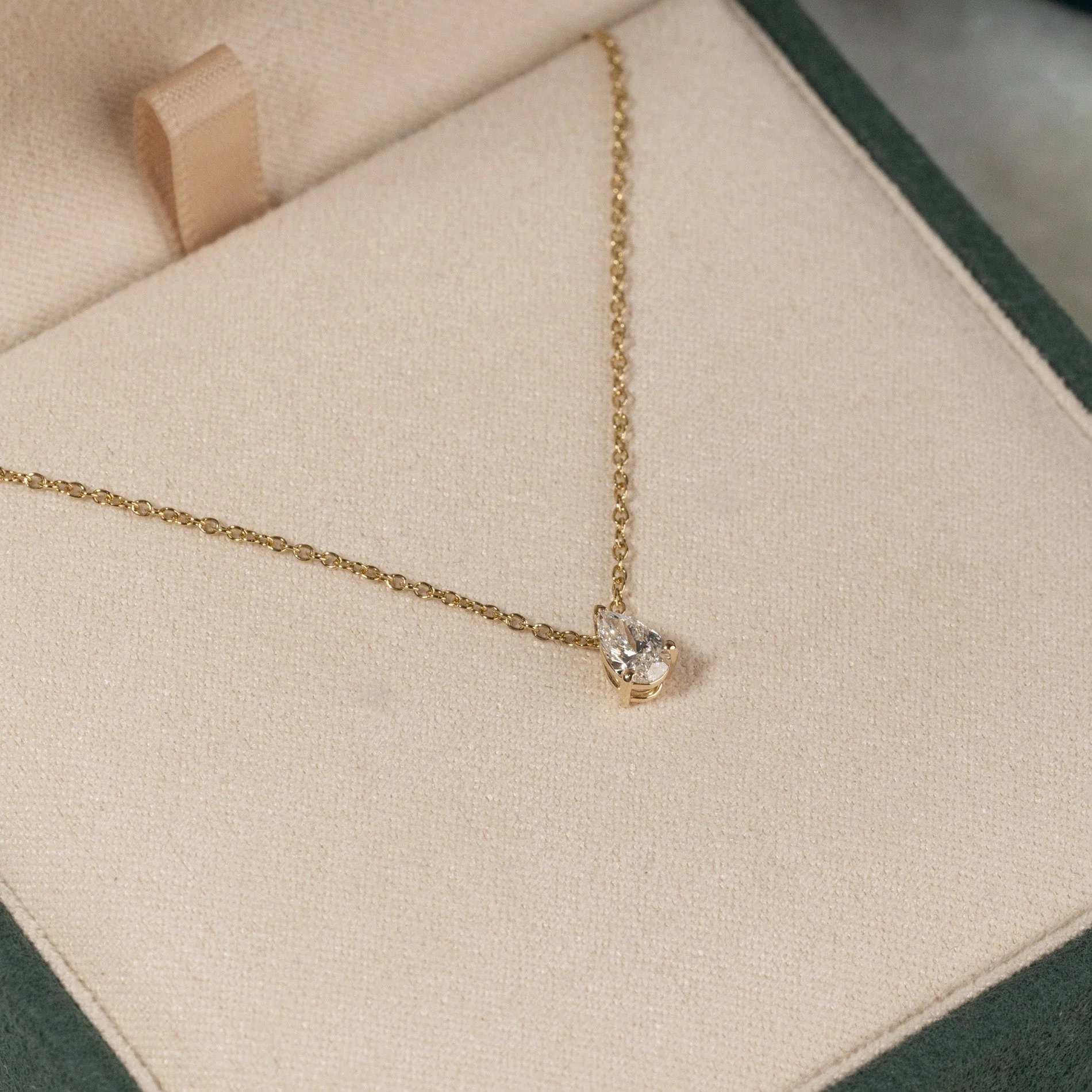 SOLITAIRE PEAR-CUT LAB-DIAMOND PENDANT - 0.25ct - YG - Image 2