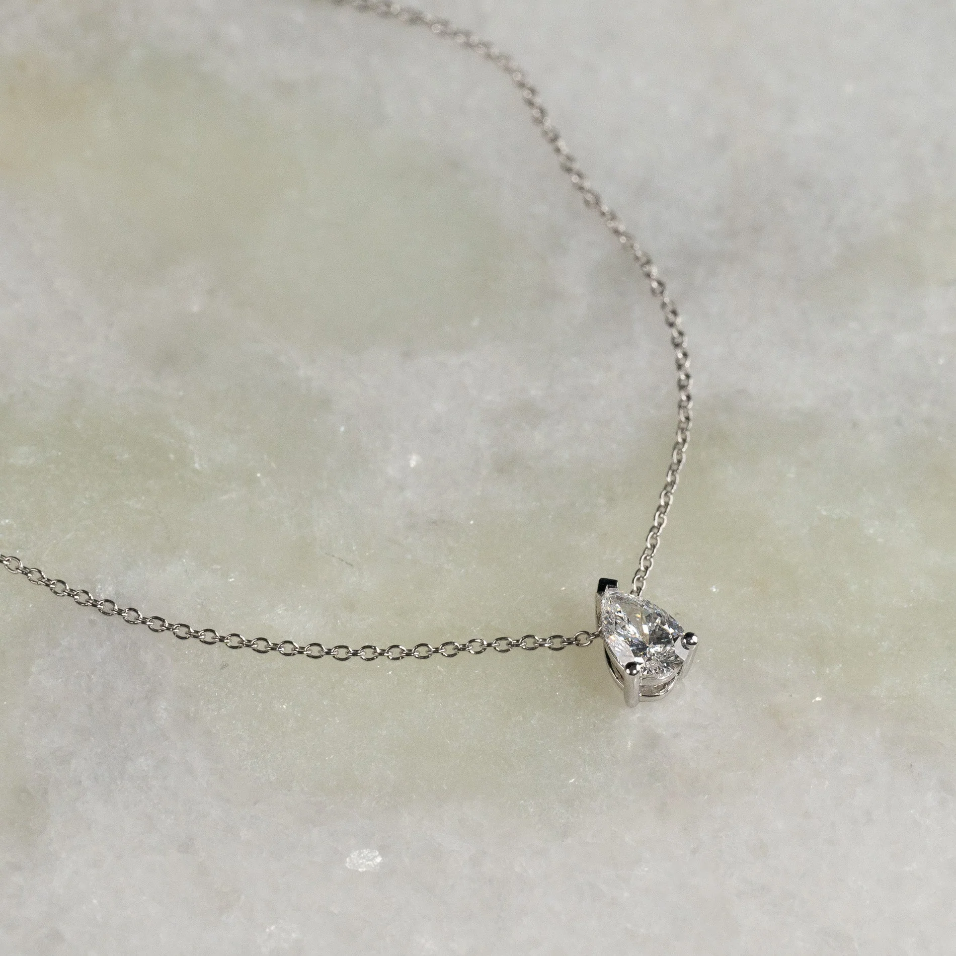 SOLITAIRE PEAR-CUT LAB-DIAMOND PENDANT - 0.45ct - WG
