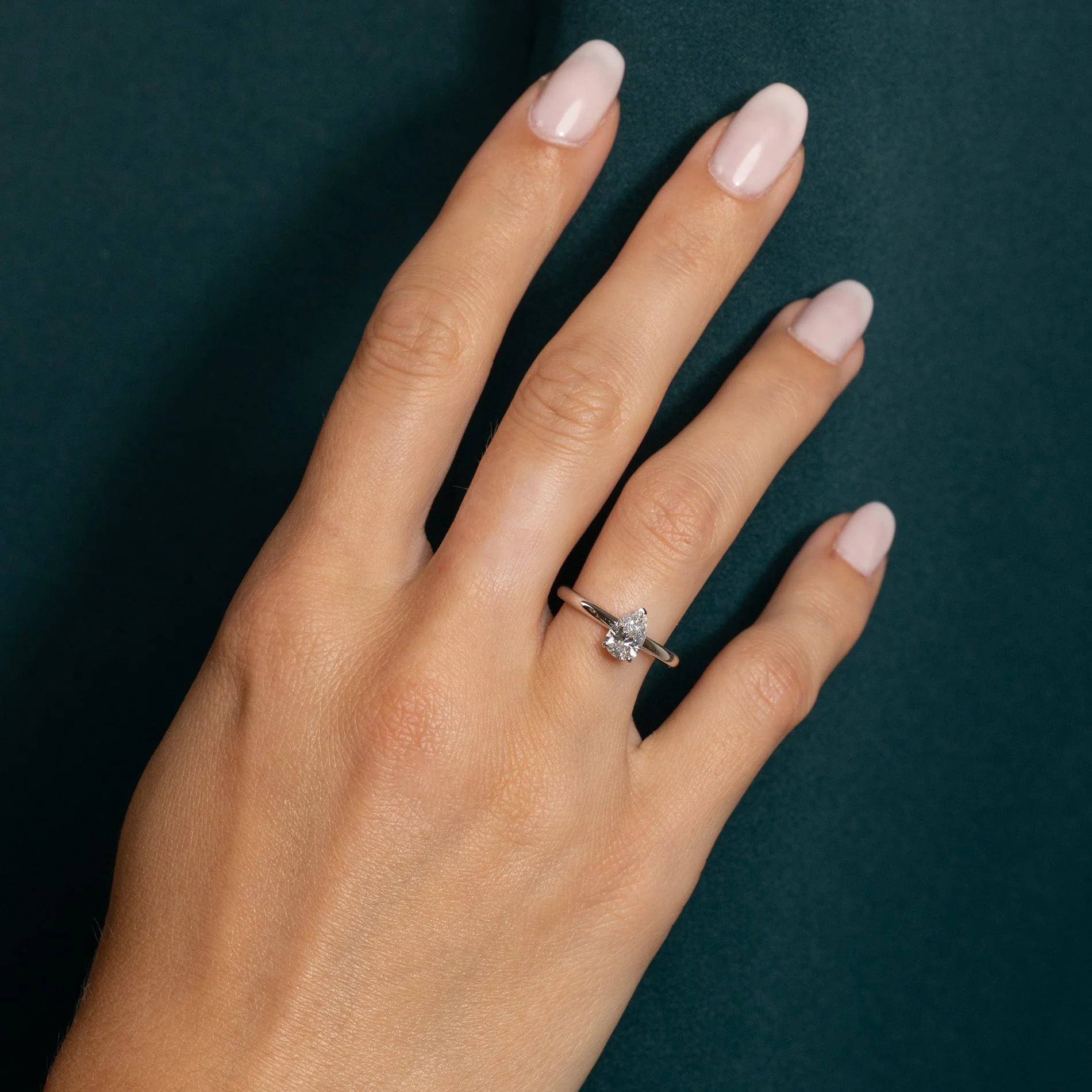 SOLITAIRE PEAR-CUT LAB-DIAMOND RING - 0.75ct - WG - Image 4