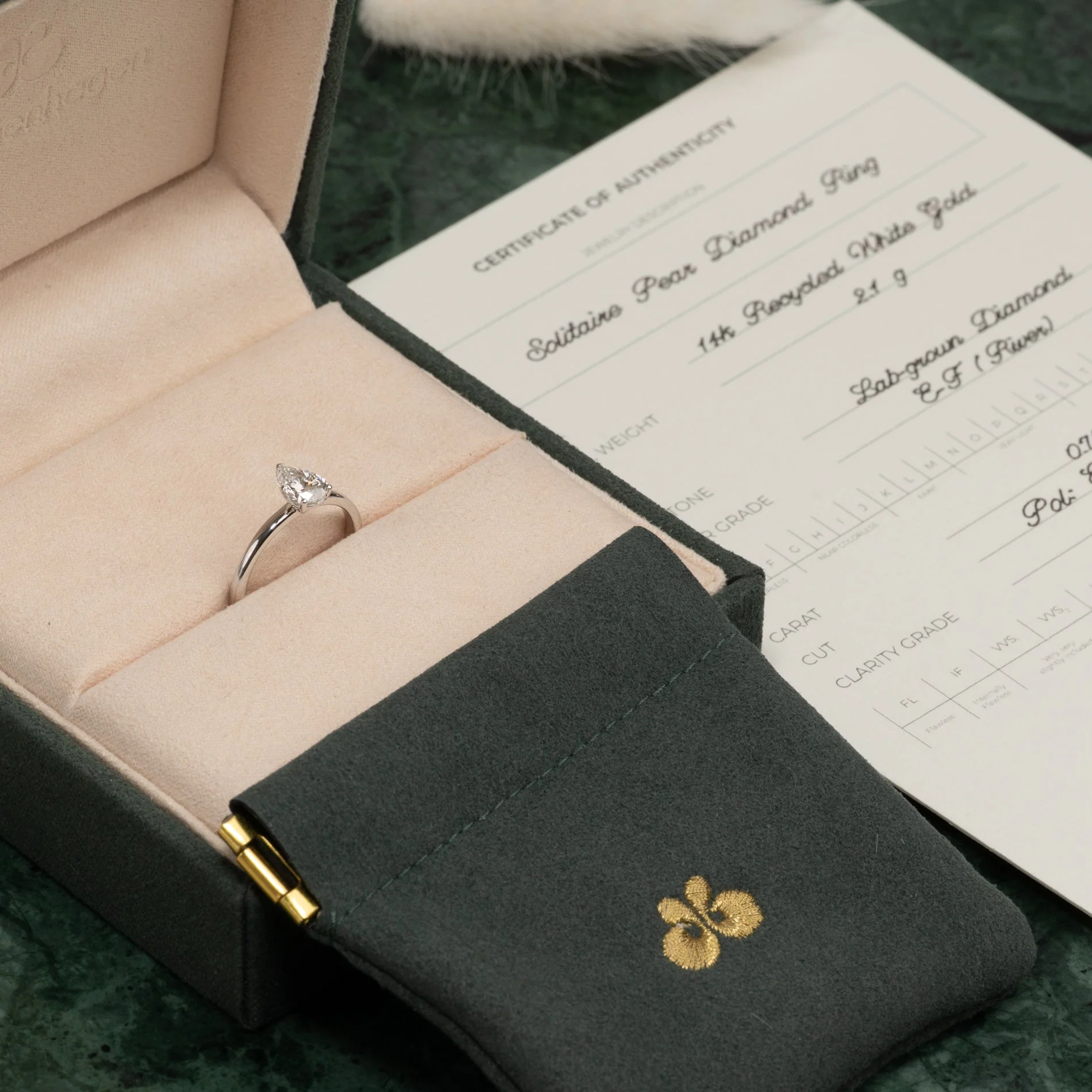 SOLITAIRE PEAR-CUT LAB-DIAMOND RING - 0.75ct - WG - Image 6