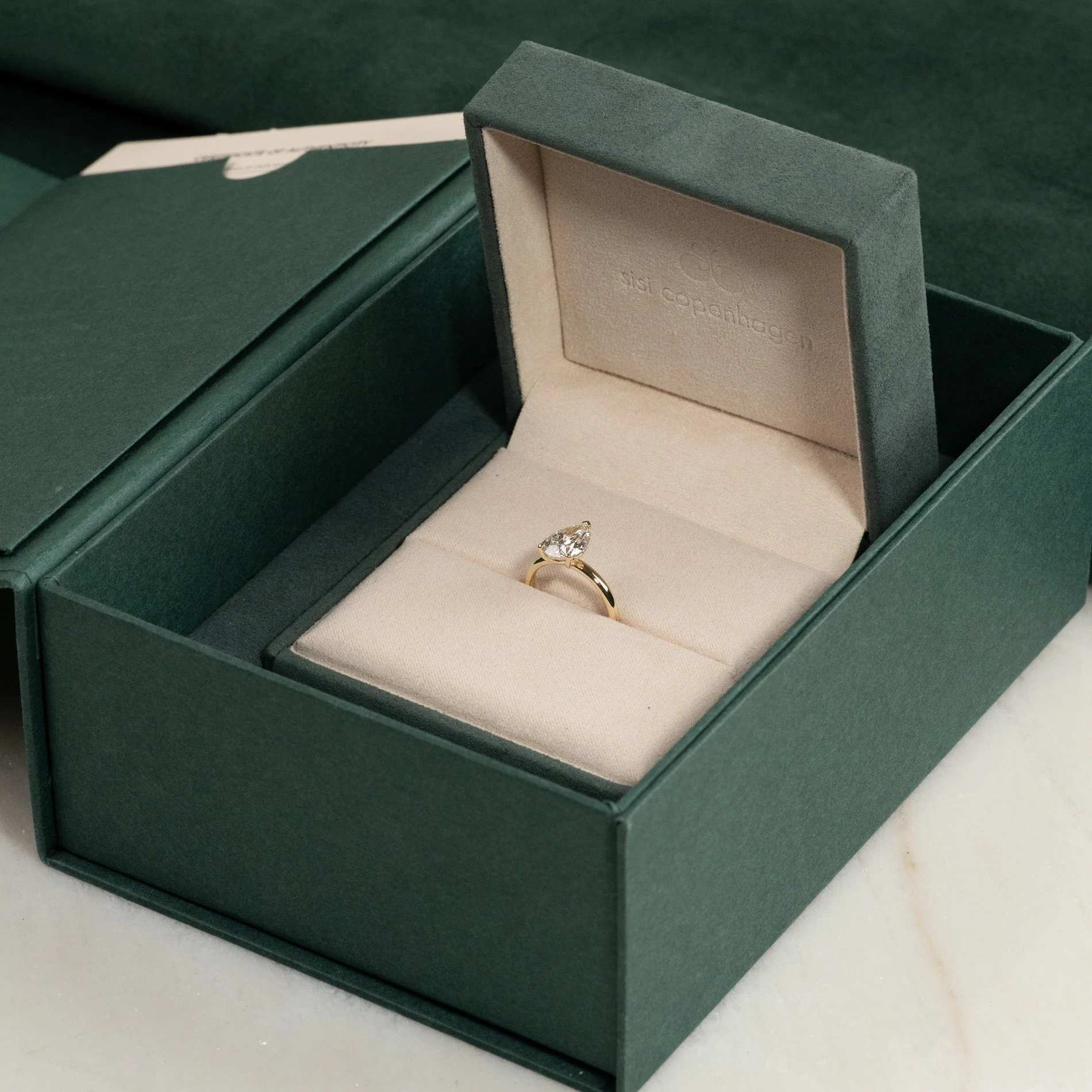 SOLITAIRE PEAR-CUT LAB-DIAMOND RING - 2.5ct - YG - Image 11