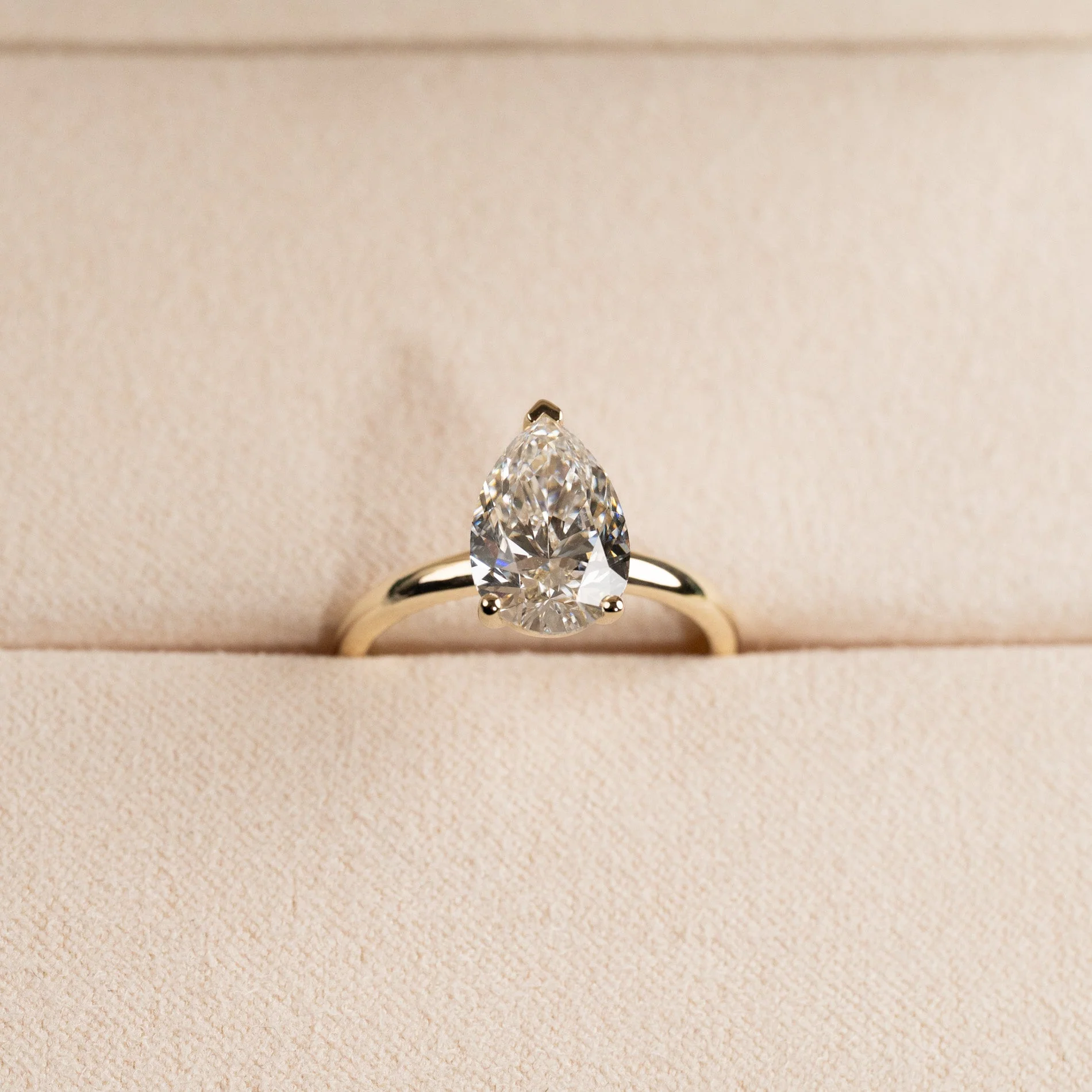 SOLITAIRE PEAR-CUT LAB-DIAMOND RING - 2.5ct - YG - Image 3