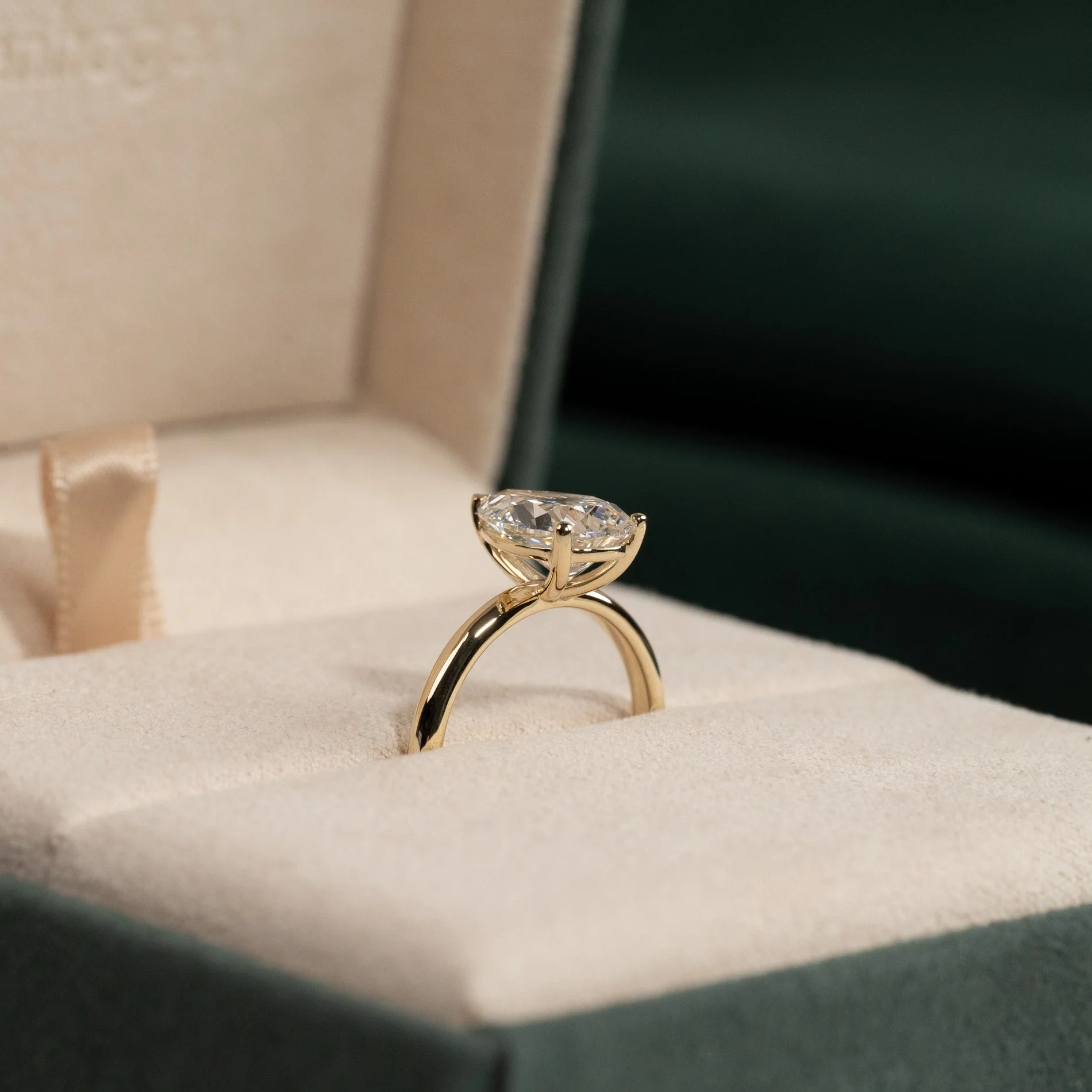 SOLITAIRE PEAR-CUT LAB-DIAMOND RING - 2.5ct - YG - Image 7