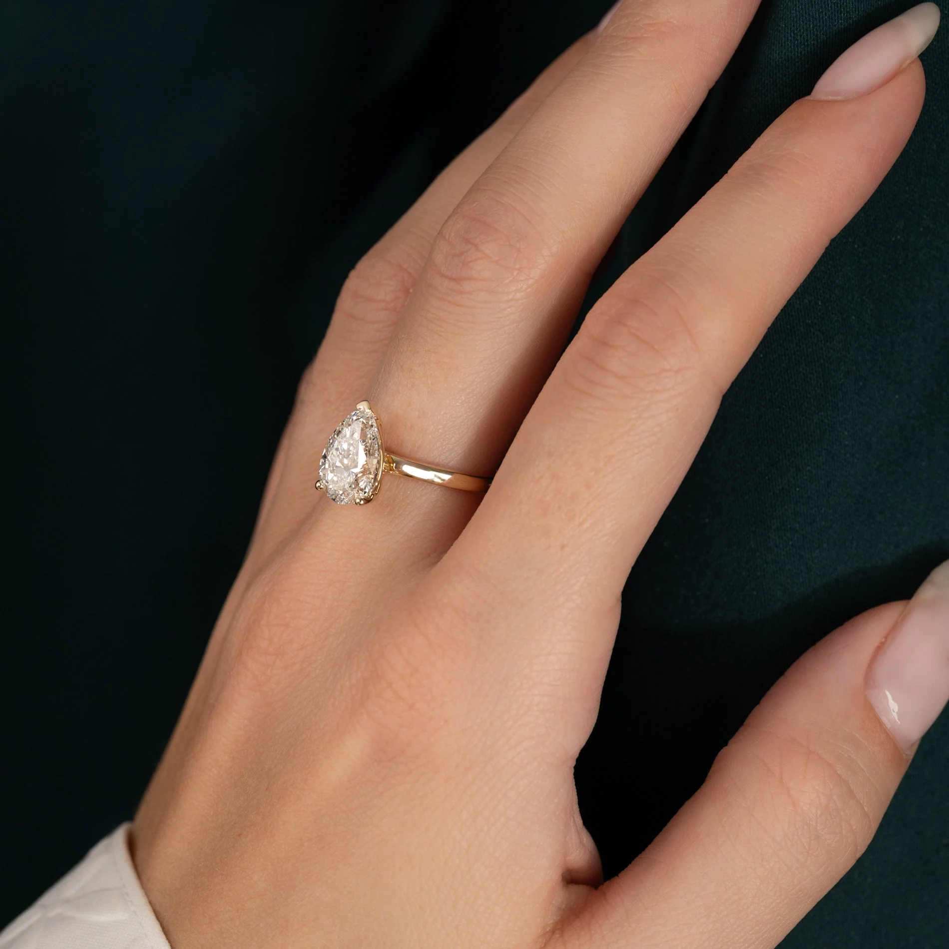 SOLITAIRE PEAR-CUT LAB-DIAMOND RING - 2.5ct - YG - Image 8