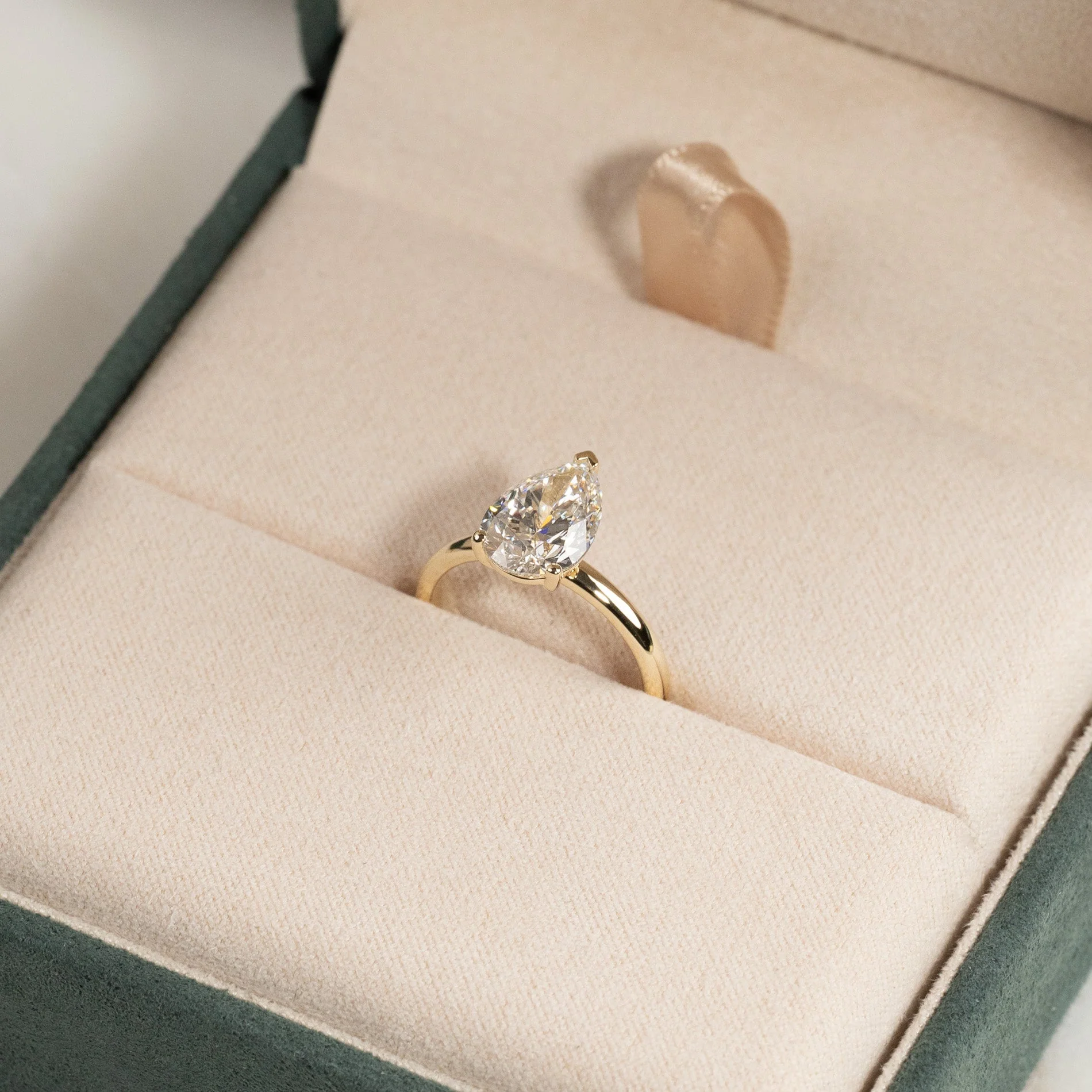 SOLITAIRE PEAR-CUT LAB-DIAMOND RING - 2.5ct - YG - Image 9