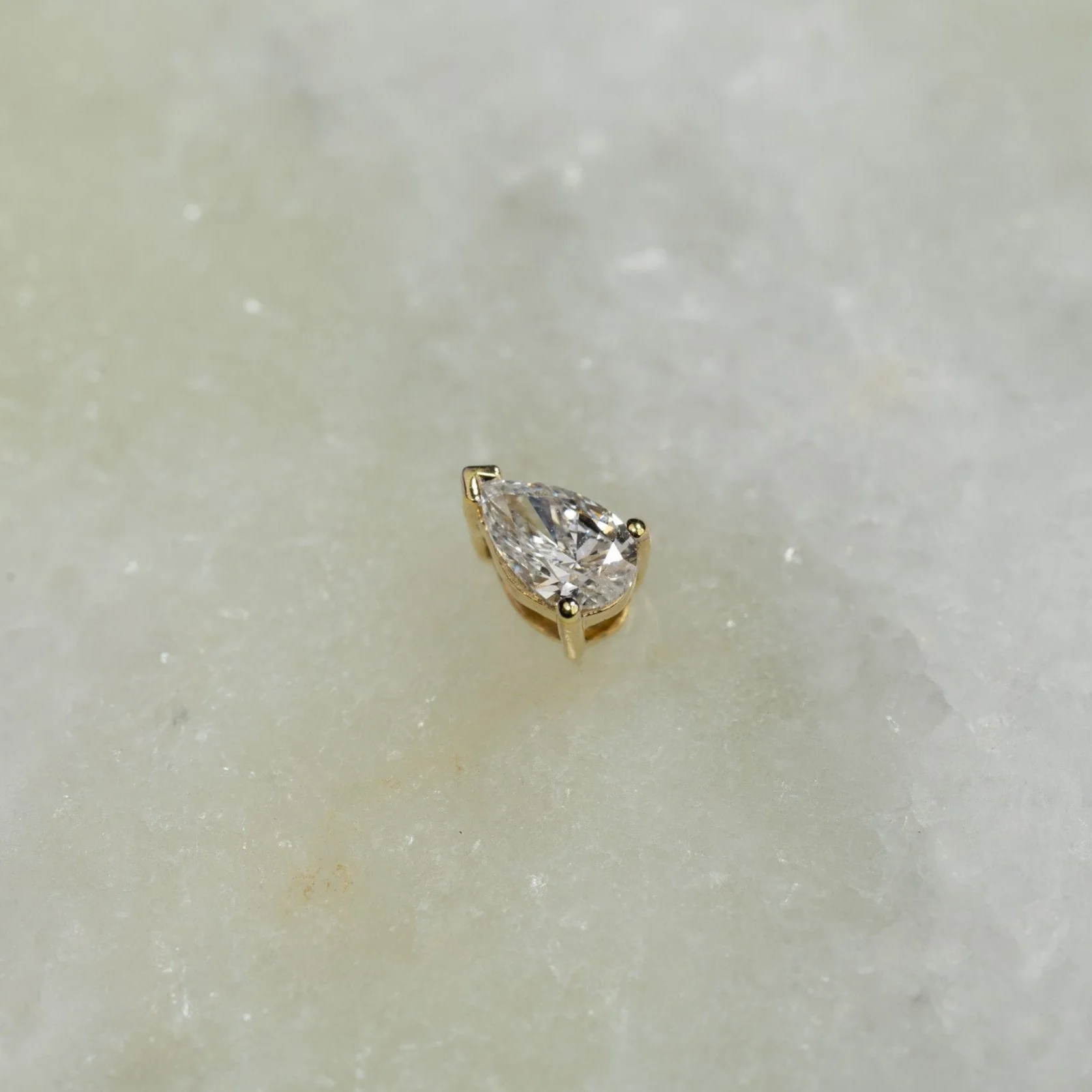 SOLITAIRE PEAR-CUT LAB-DIAMOND PENDANT - 0.12ct - YG