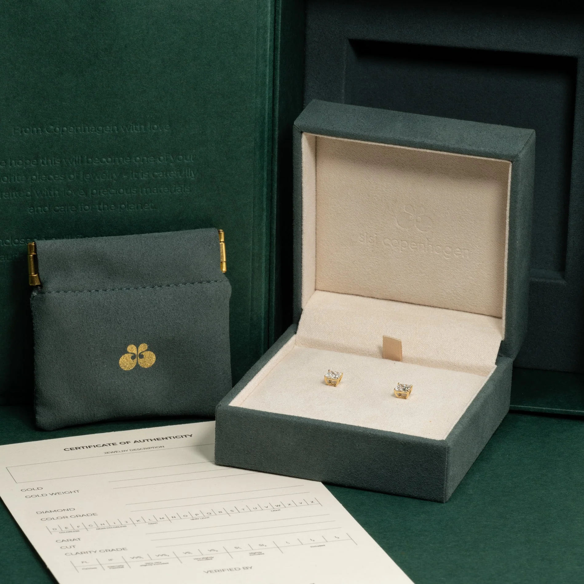 SOLITAIRE PRINCESS-CUT LAB-DIAMOND STUD EARRING - 1.15ct - YG - Image 6