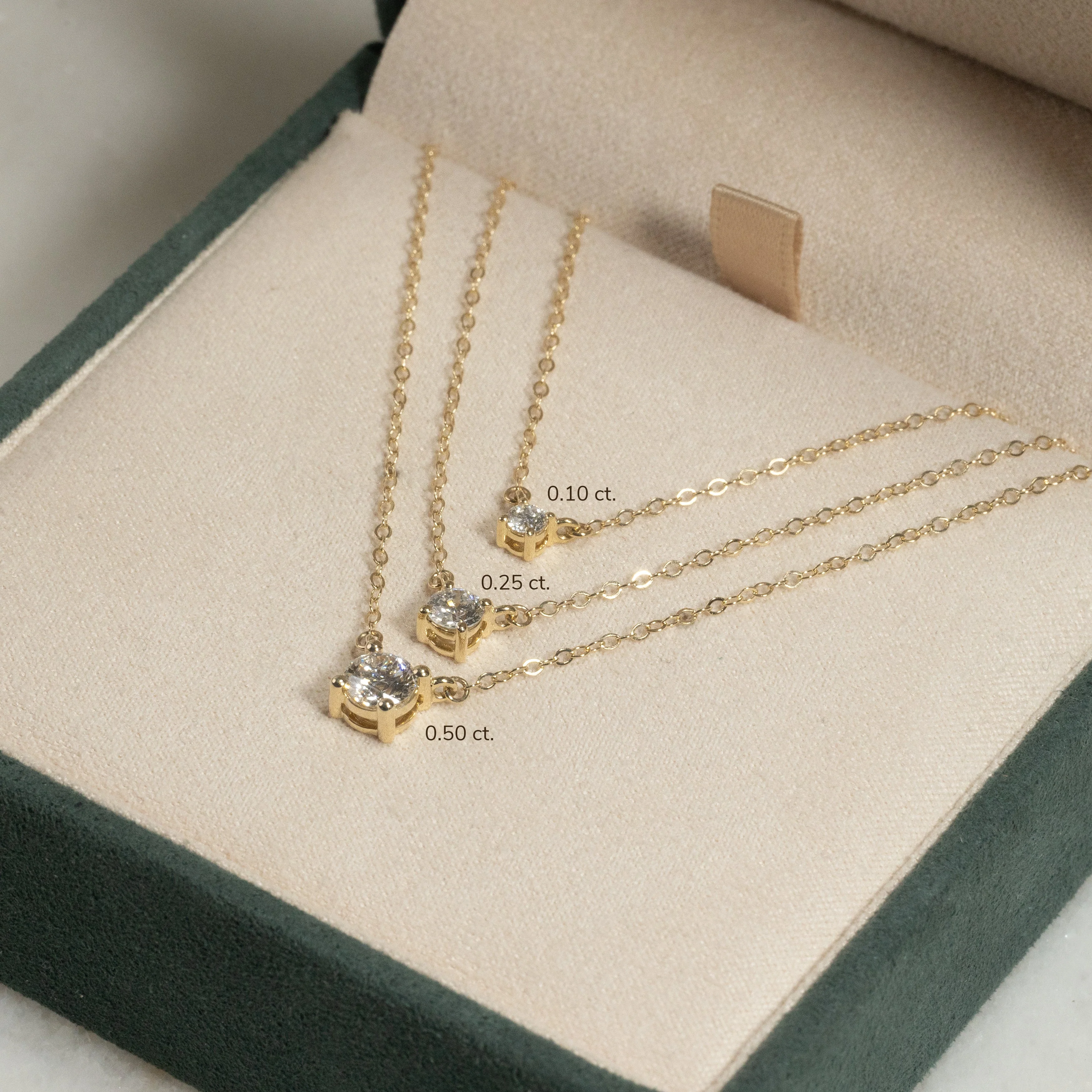 SOLITAIRE PRONG LAB-DIAMOND NECKLACE - 0.1ct - YG - Image 14