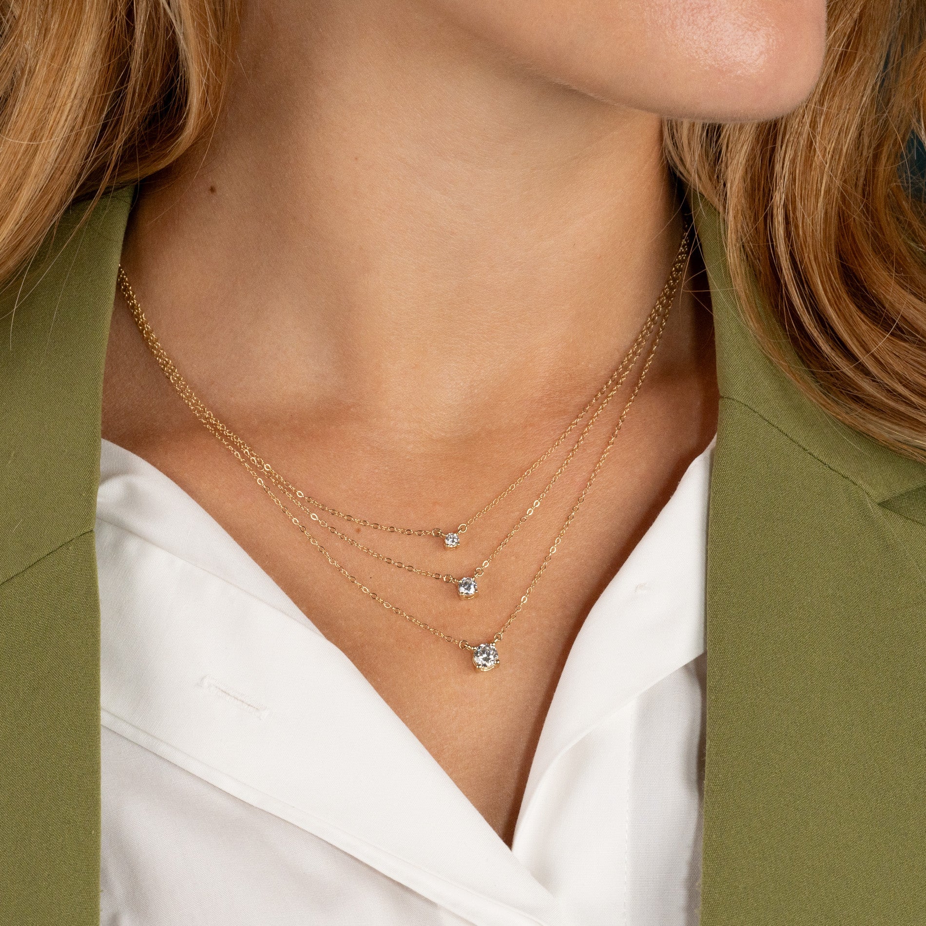 SOLITAIRE PRONG LAB-DIAMOND NECKLACE - 0.5ct - YG - Image 16