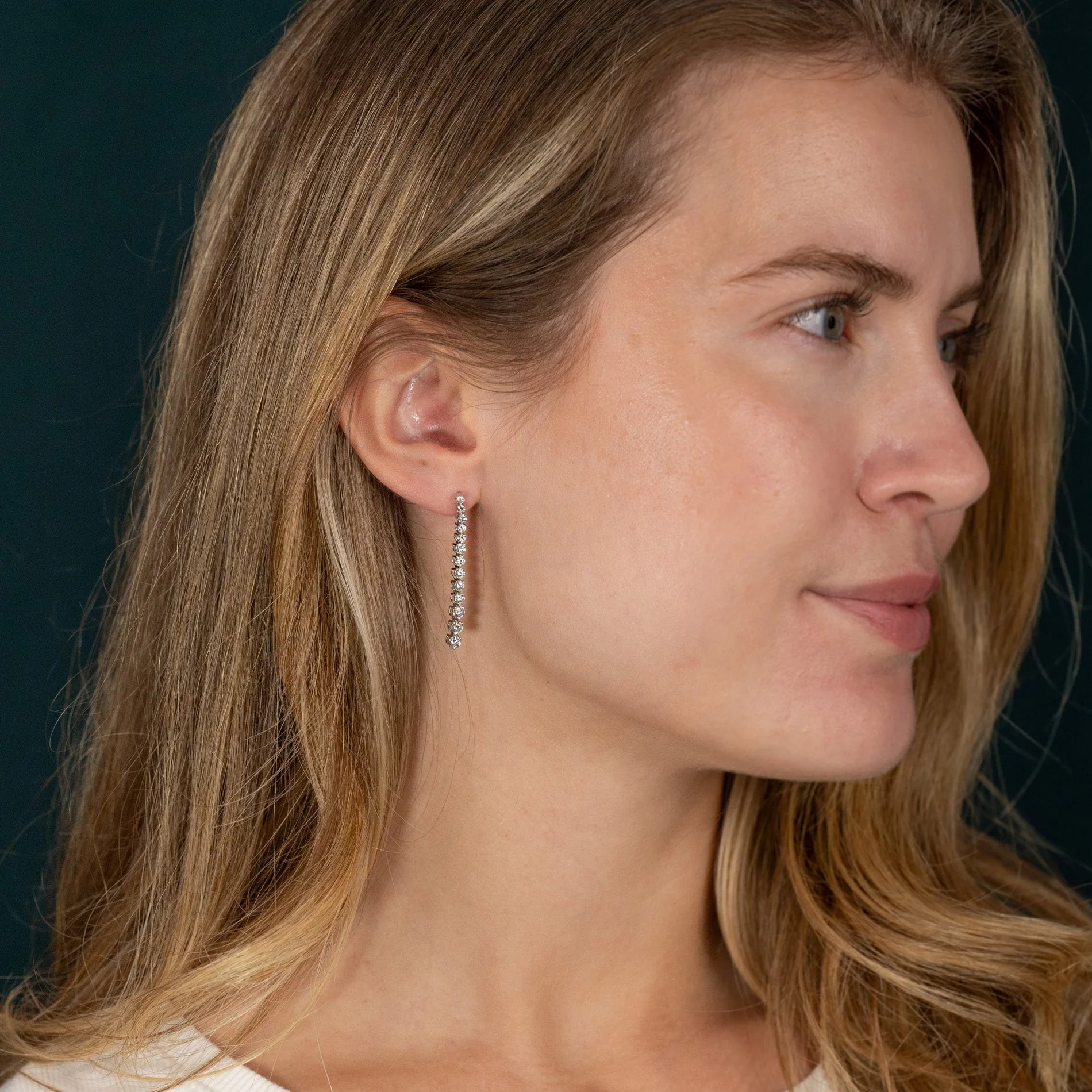 TENNIS LAB-DIAMOND DROP EARRING - 1.6ct - WG - Image 9