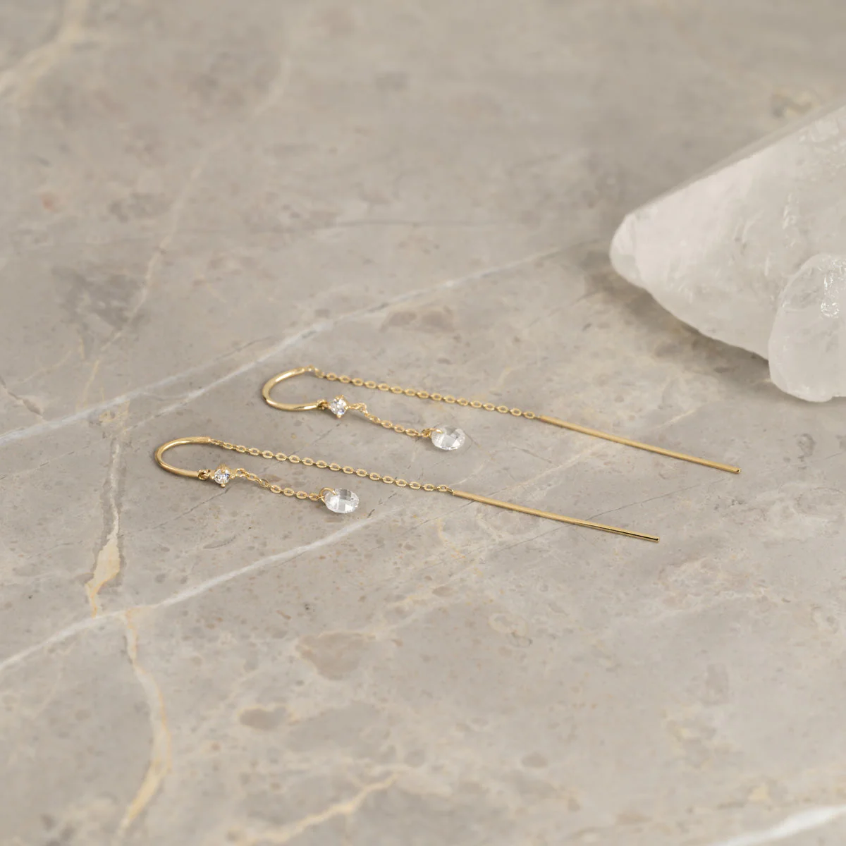 THEODORA CRYSTAL SOLID GOLD EARRING